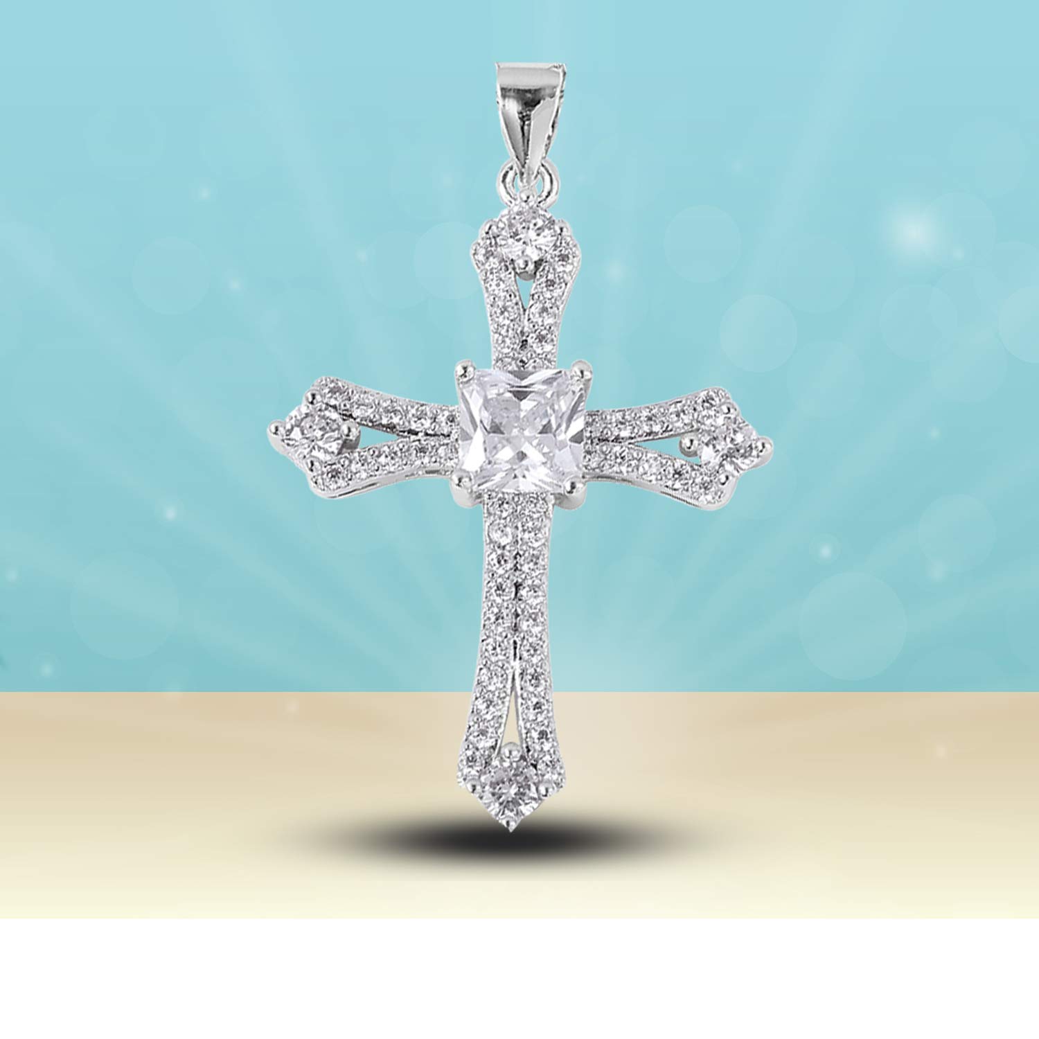 Cubic Zirconia Cross Necklace for Women - Stainless Steel Cz Pendant Faith Religious Jewelry - ION Plated Gold Cross Chain Size 20 Inches Wedding, Anniversary - Christian Birthday Christmas Gifts - Image 8