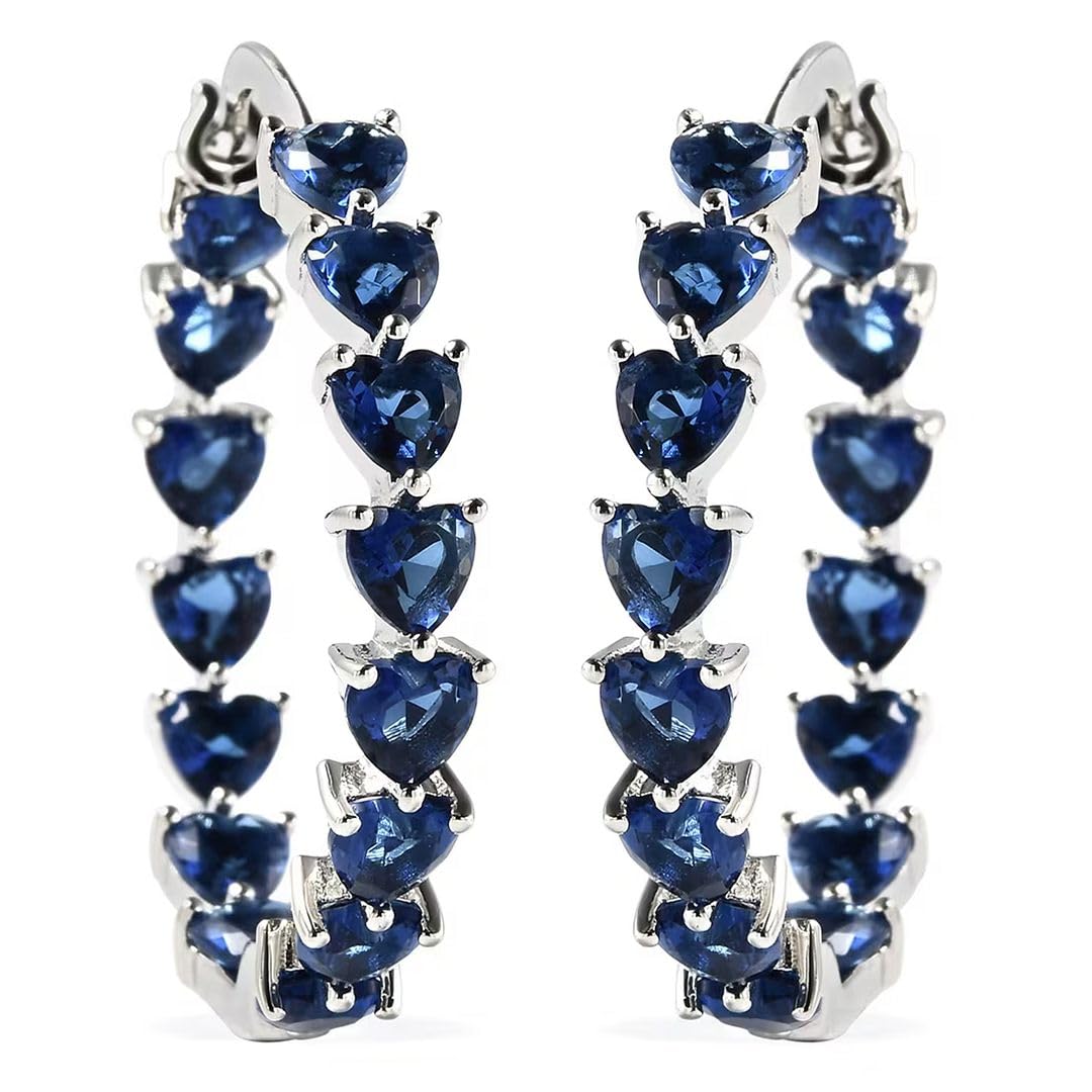 Cubic Zirconia Heart Hoop Earrings for Women - Inside Out Hoops Fun Unique Jewelry Ct 13.25 - Anniversary Engagement Gifts for Womens