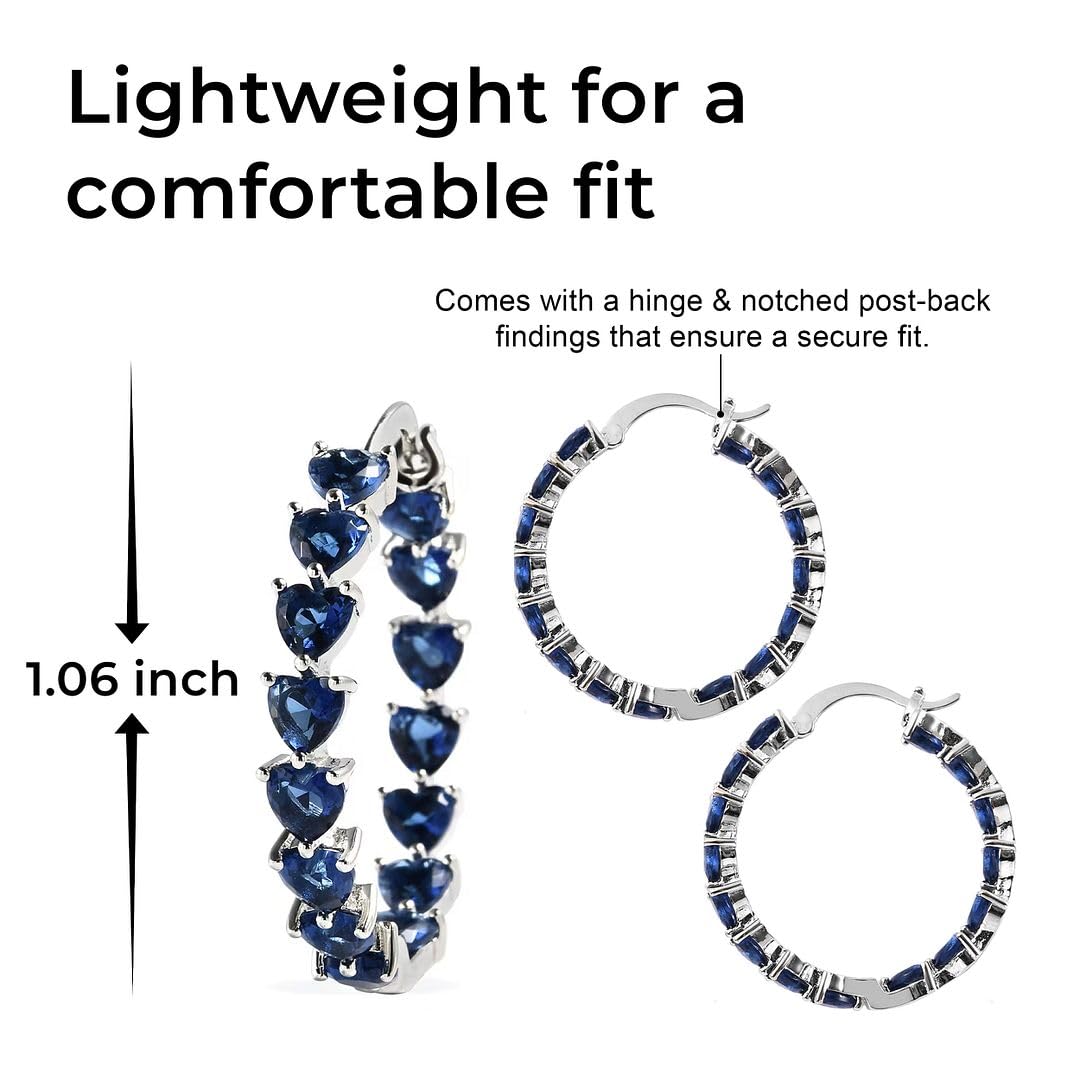 Cubic Zirconia Heart Hoop Earrings for Women - Inside Out Hoops Fun Unique Jewelry Ct 13.25 - Anniversary Engagement Gifts for Womens - Image 4