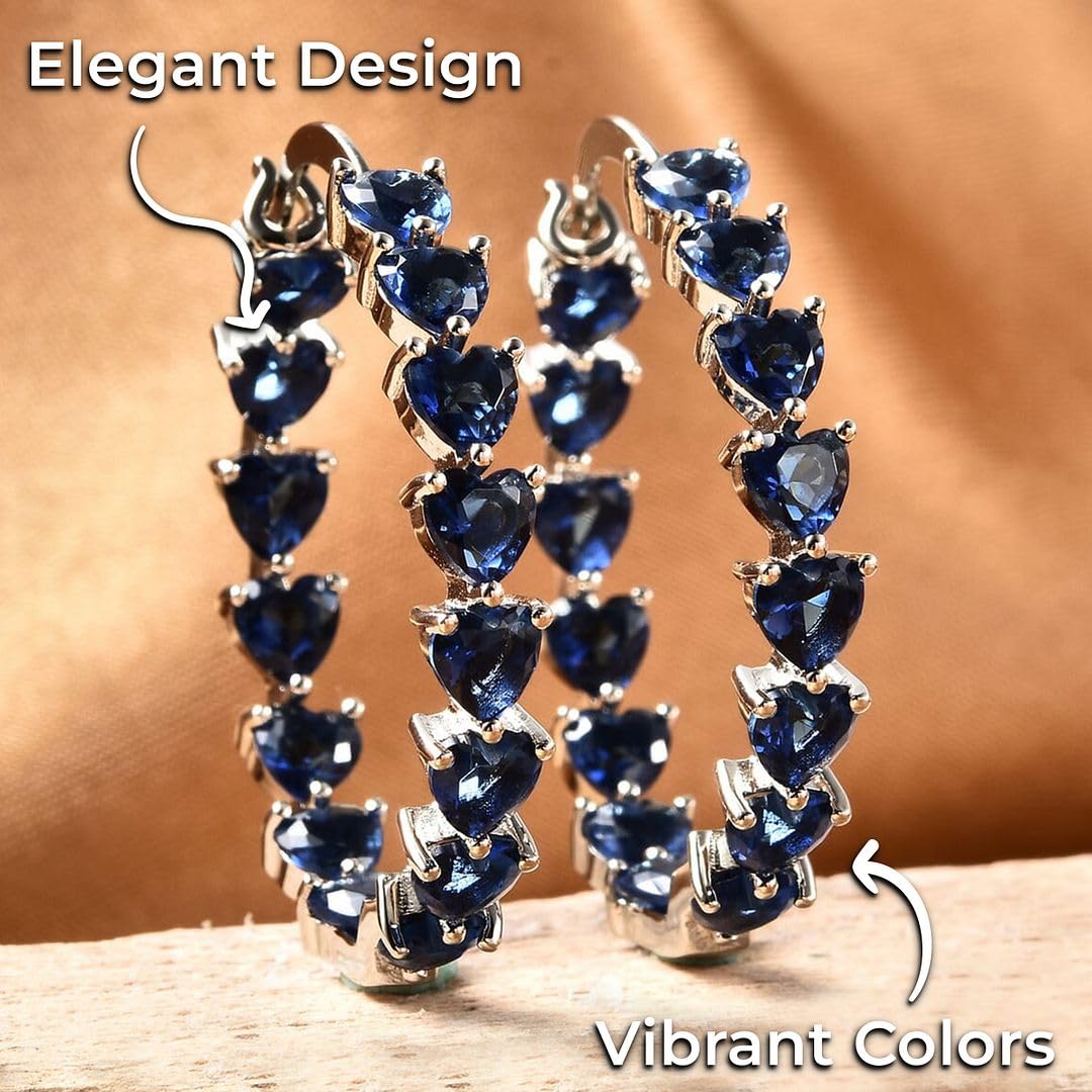 Cubic Zirconia Heart Hoop Earrings for Women - Inside Out Hoops Fun Unique Jewelry Ct 13.25 - Anniversary Engagement Gifts for Womens - Image 5