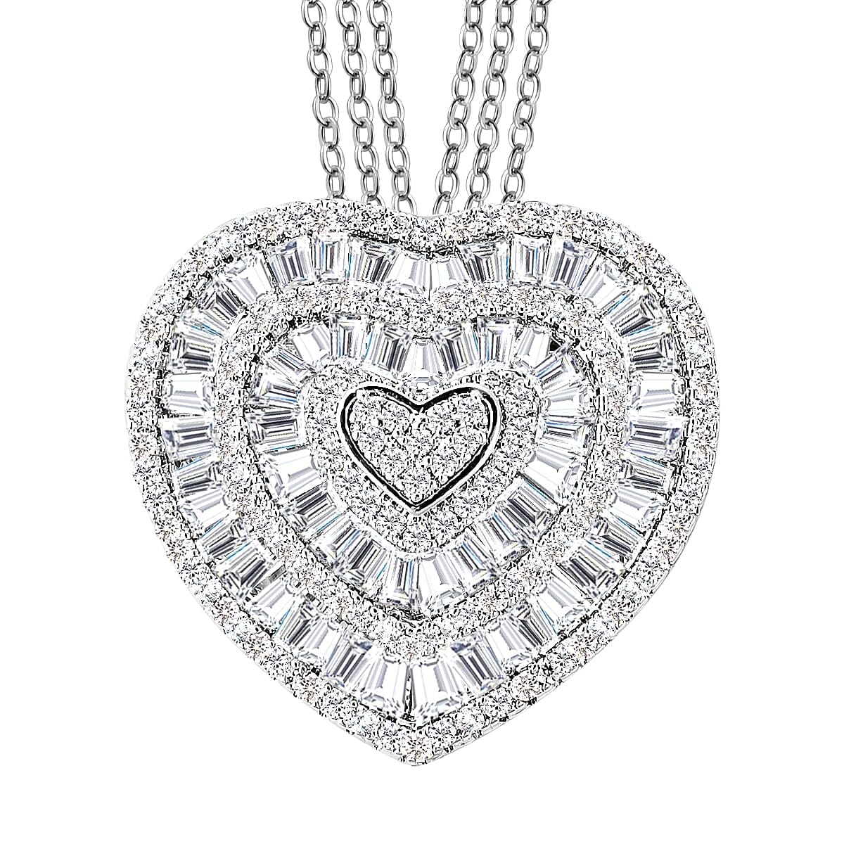 Cubic Zirconia Heart Necklaces for Women - CZ Heart Pendant Necklaces - Unique Statement Love Sparkling Cubic Zirconia Jewelry 20 Inches - Anniversary Wedding Birthday Christmas Gifts for Women