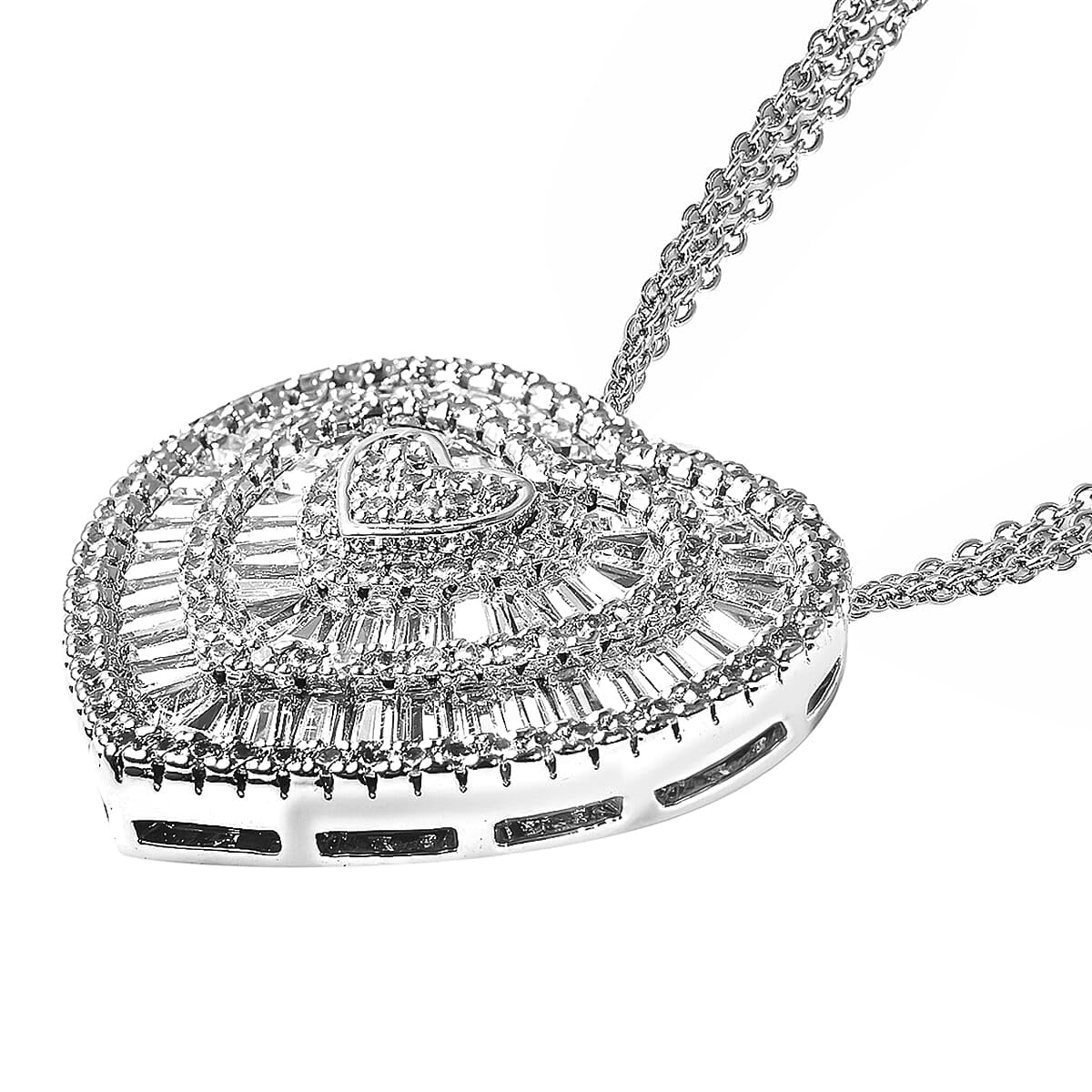 Cubic Zirconia Heart Necklaces for Women - CZ Heart Pendant Necklaces - Unique Statement Love Sparkling Cubic Zirconia Jewelry 20 Inches - Anniversary Wedding Birthday Christmas Gifts for Women - Image 3