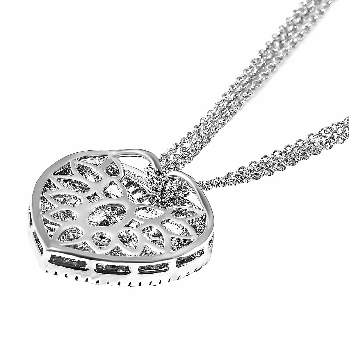 Cubic Zirconia Heart Necklaces for Women - CZ Heart Pendant Necklaces - Unique Statement Love Sparkling Cubic Zirconia Jewelry 20 Inches - Anniversary Wedding Birthday Christmas Gifts for Women - Image 4