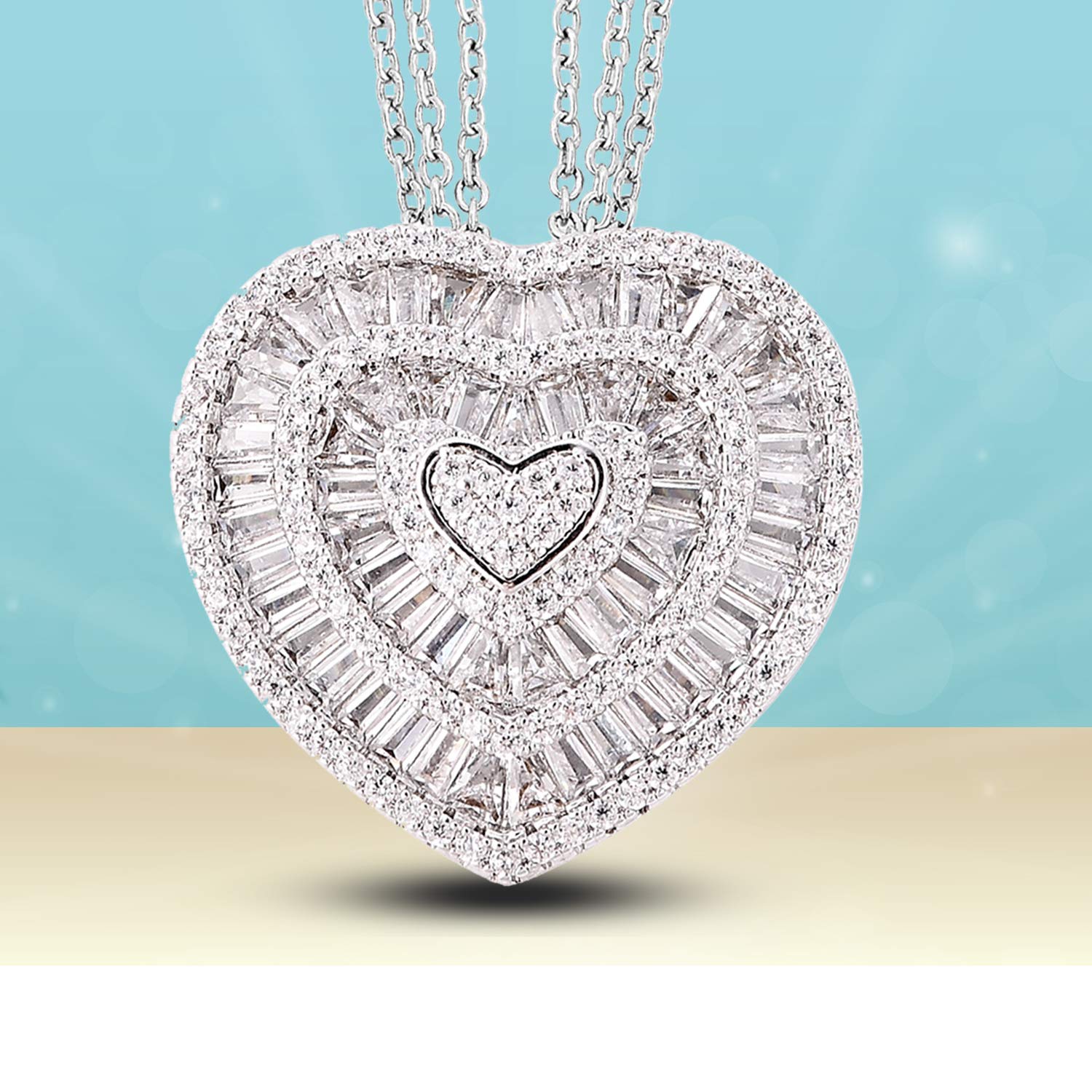 Cubic Zirconia Heart Necklaces for Women - CZ Heart Pendant Necklaces - Unique Statement Love Sparkling Cubic Zirconia Jewelry 20 Inches - Anniversary Wedding Birthday Christmas Gifts for Women - Image 7