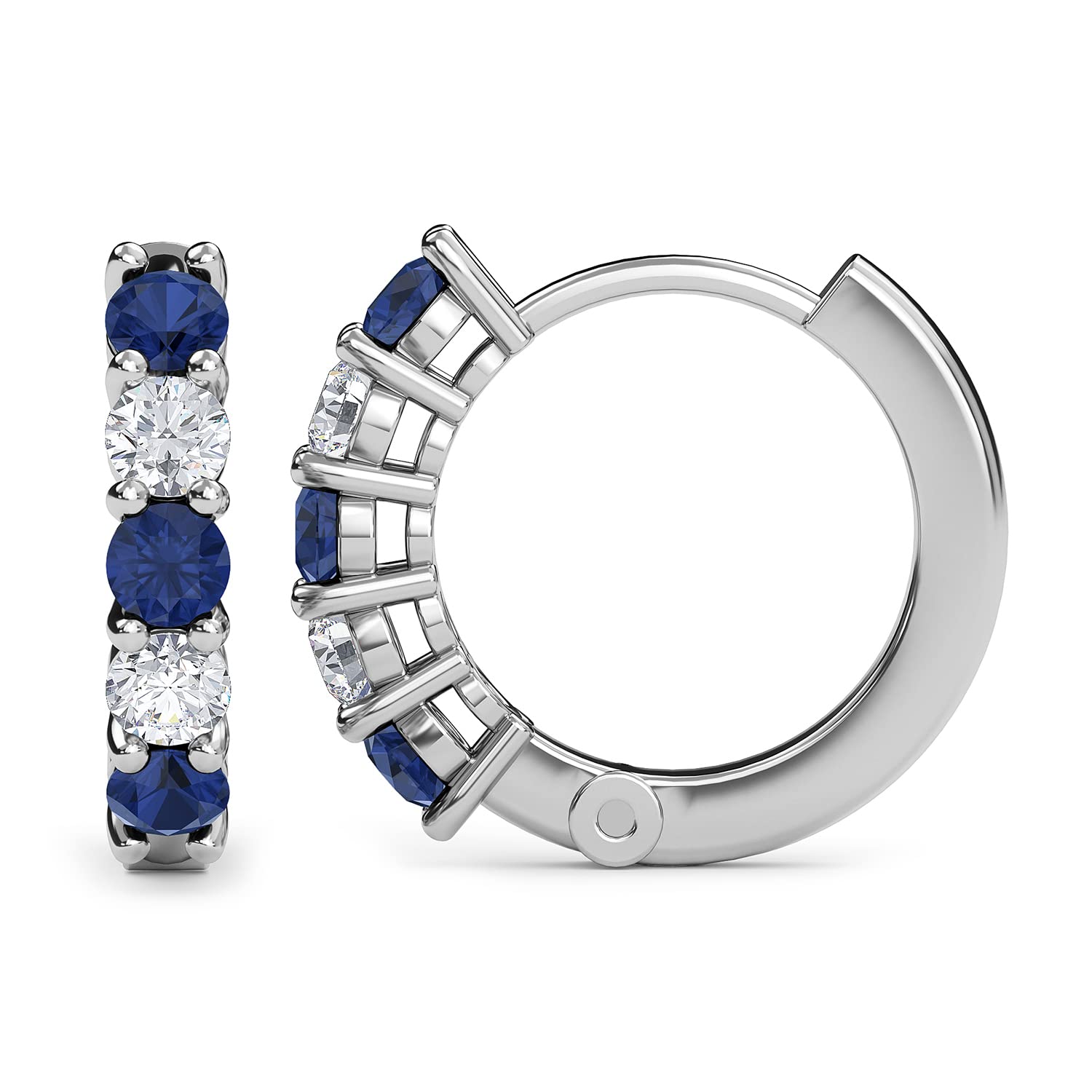 CZ Tennis Bracelets for Women & Cubic Zirconia Earrings Set - Lab Created Blue Sapphire Cubic Zirconia Bracelet & Hoop Earrings - Costume Jewelry Sets for Women Christmas Gifts Size 7" - Image 8