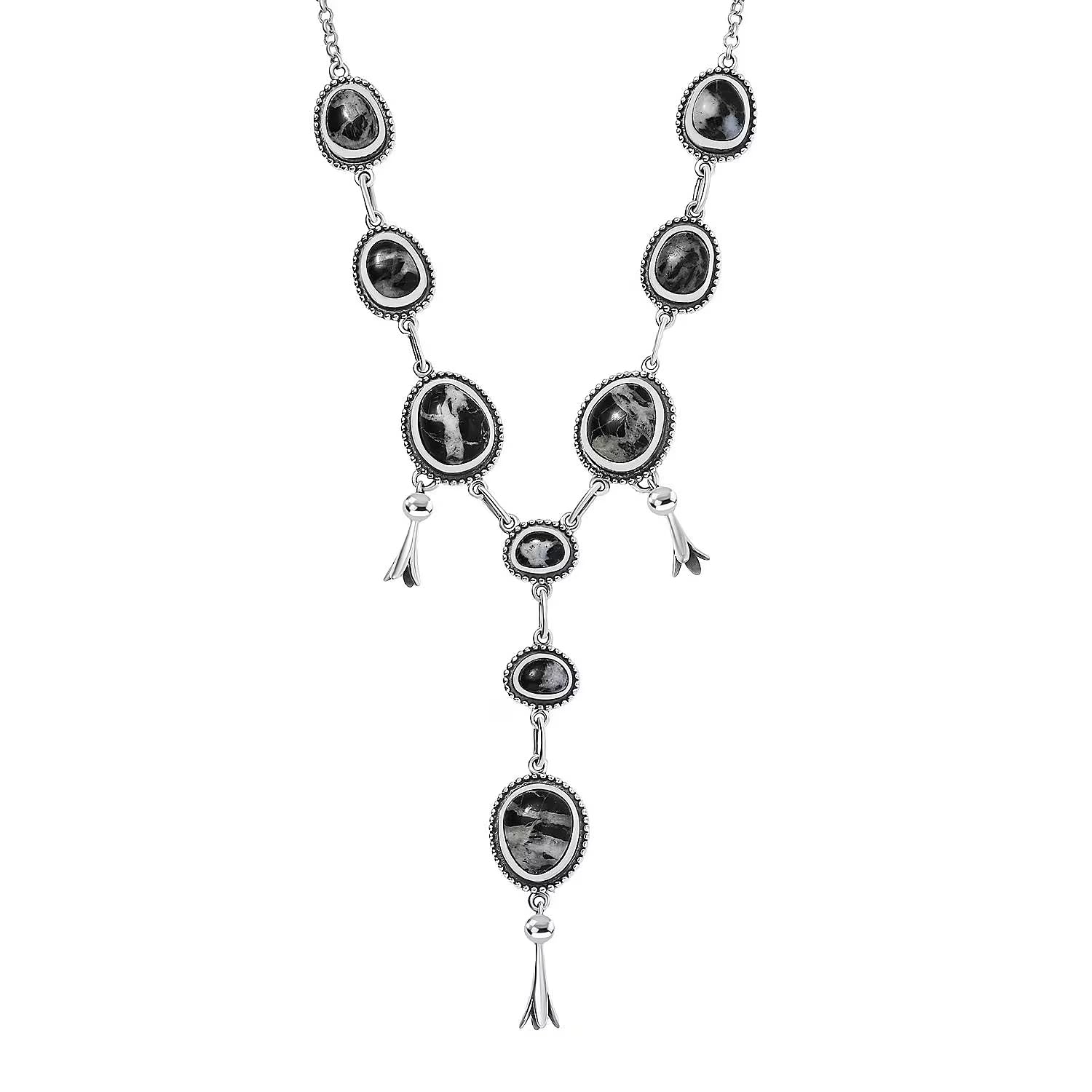 D'Joy Artisan Crafted White Buffalo 25 ctw Necklace 18-20 Inches in Sterling Silver Christmas Gifts
