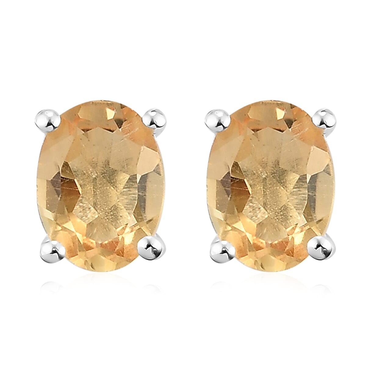 D'Joy Citrine 1.35 ctw Solitaire Stud Earrings in Sterling Silver Christmas Gifts
