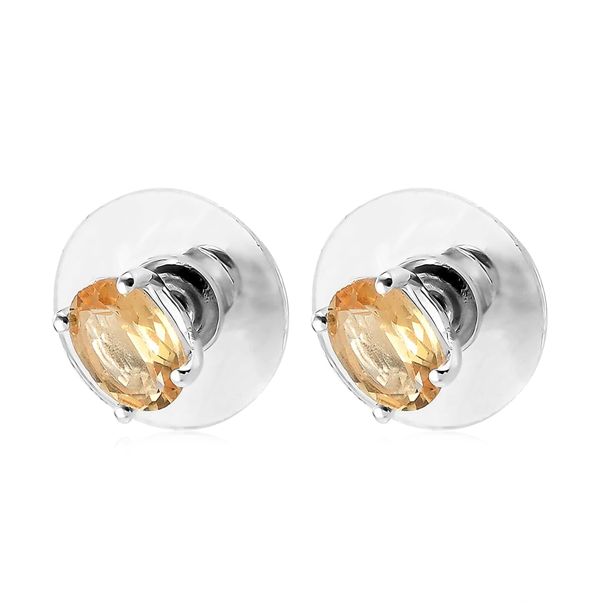 D'Joy Citrine 1.35 ctw Solitaire Stud Earrings in Sterling Silver Christmas Gifts - Image 2