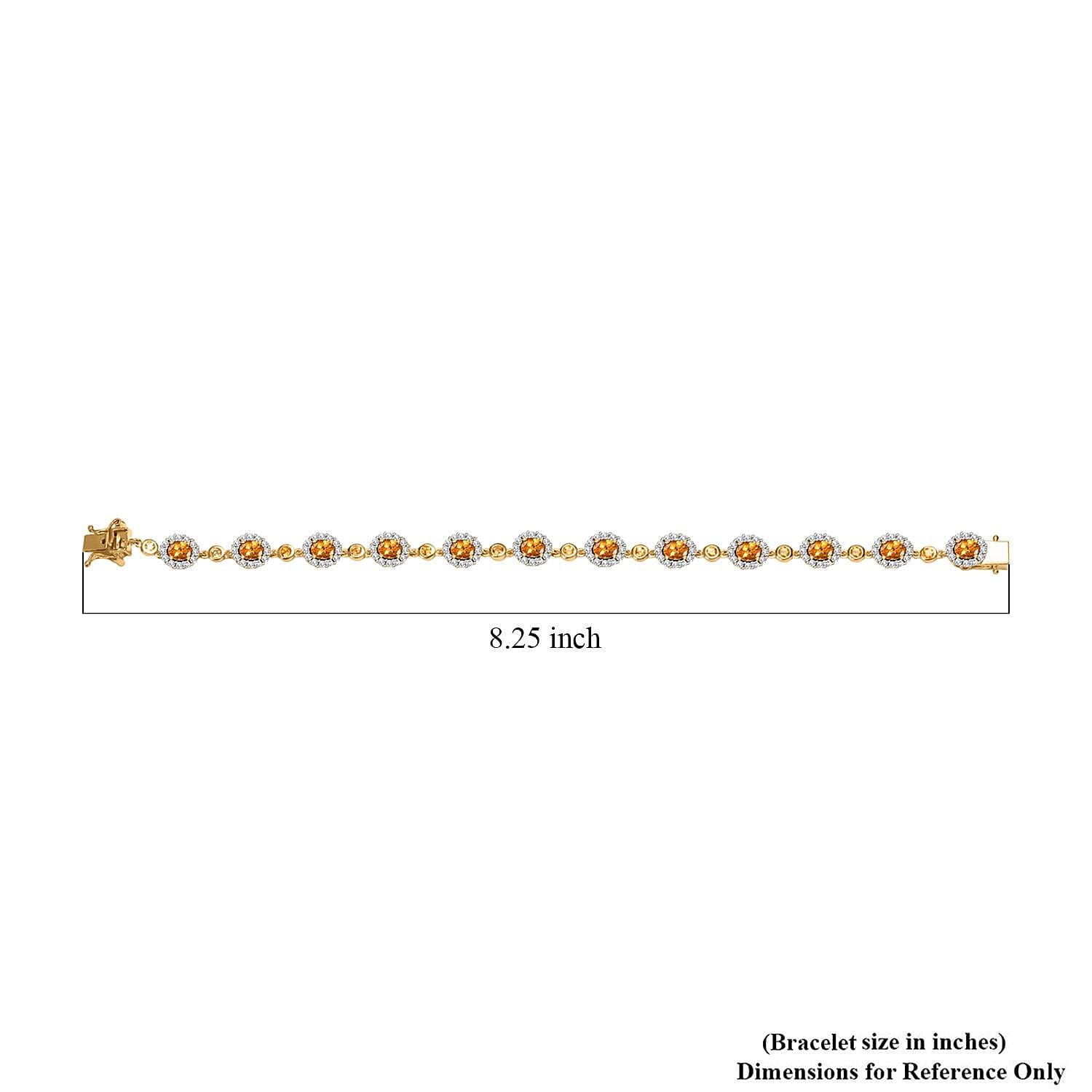 D'Joy Mandarin Garnet and White Zircon 9.40 ctw Flame Petals Bracelet in 18K Vermeil Yellow Gold Over Sterling Silver 8.00 In Christmas Gifts - Image 3