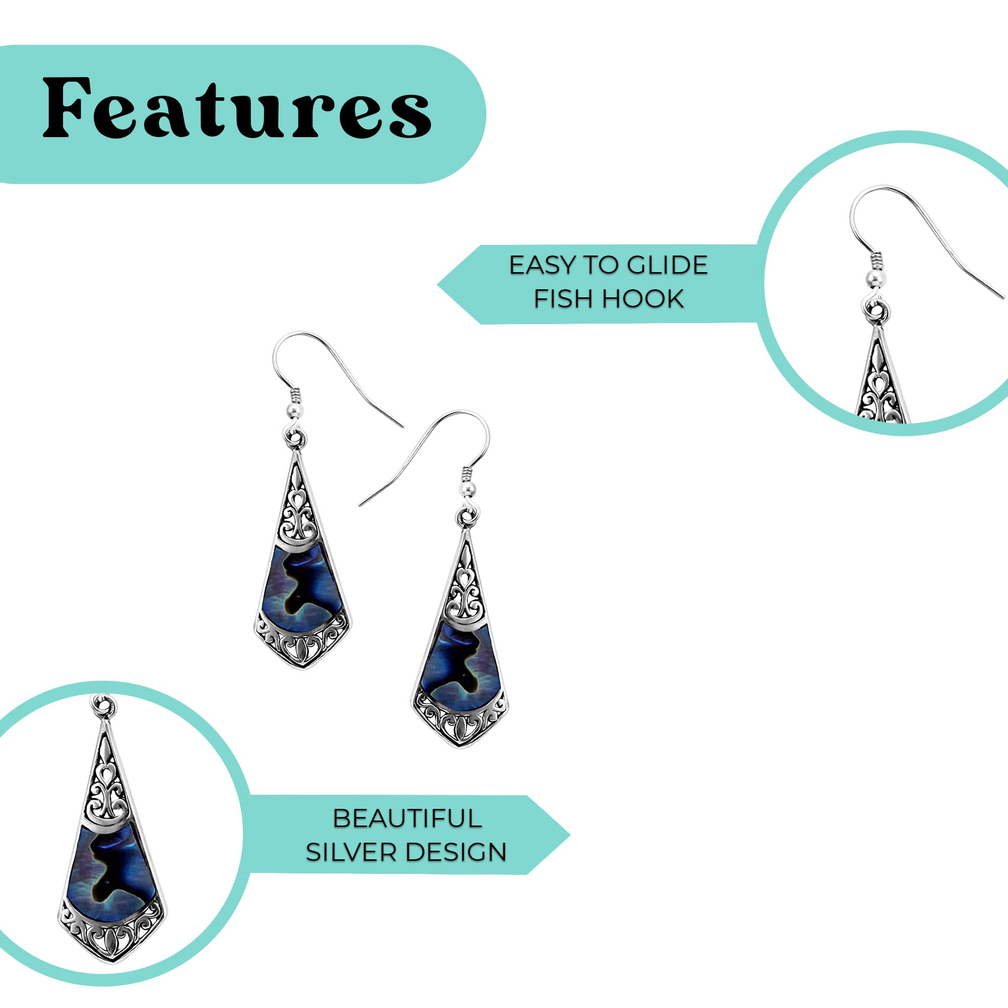 Dangle Earrings for Women Boho - Colorful Beach Jewelry in 925 Sterling Silver Funky Colorful Beautiful Jewelry Birthday Christmas Gifts - Image 5