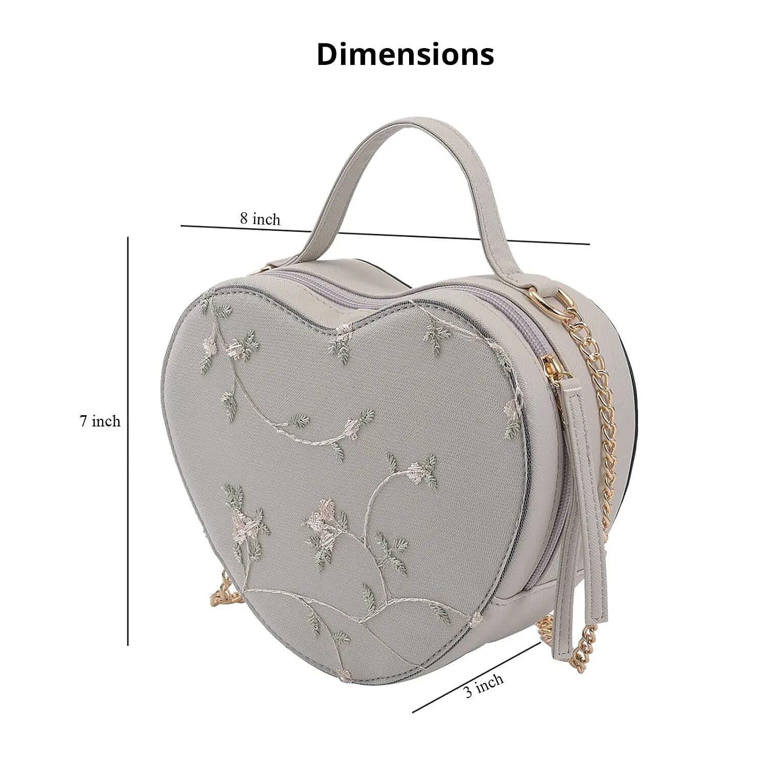 Faux Leather Heart Crossbody Bag Zipper Closure Shoulder Strap Tote Bag Statement Gifts - Image 5