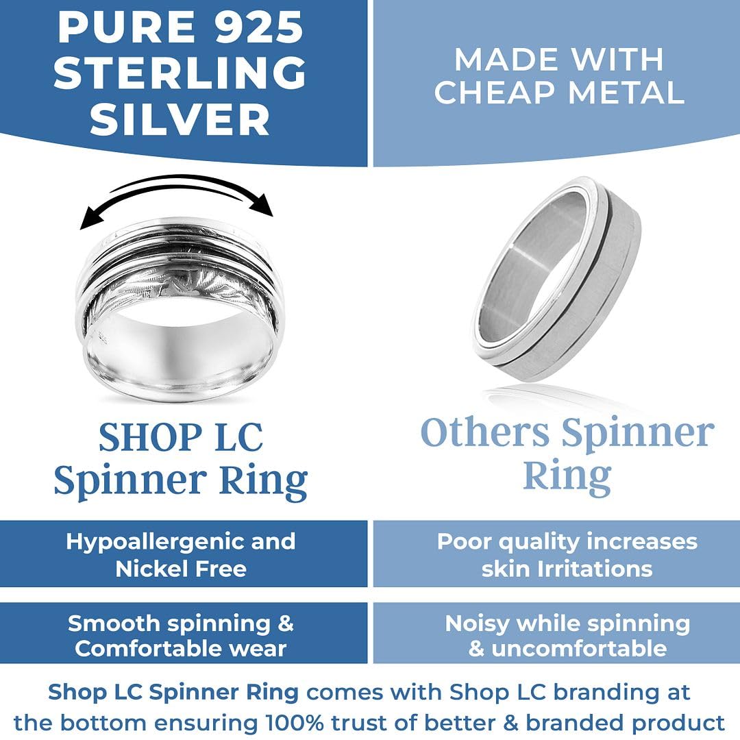 Fidget Ring Women - Anxiety Rings for Women in 925 Sterling Silver - Floral Fashion Cute Spinner Summer Boho Jewelry - Oxidized Thumb Band Worry Stress Relief - Gifts for Womens - Image 2