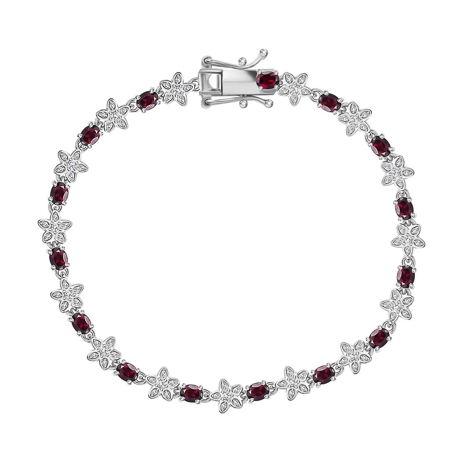 Garnet Moissanite 925 Sterling Silver Rhodium Plated Bracelet for Women Jewelry Birthday Christmas Gifts