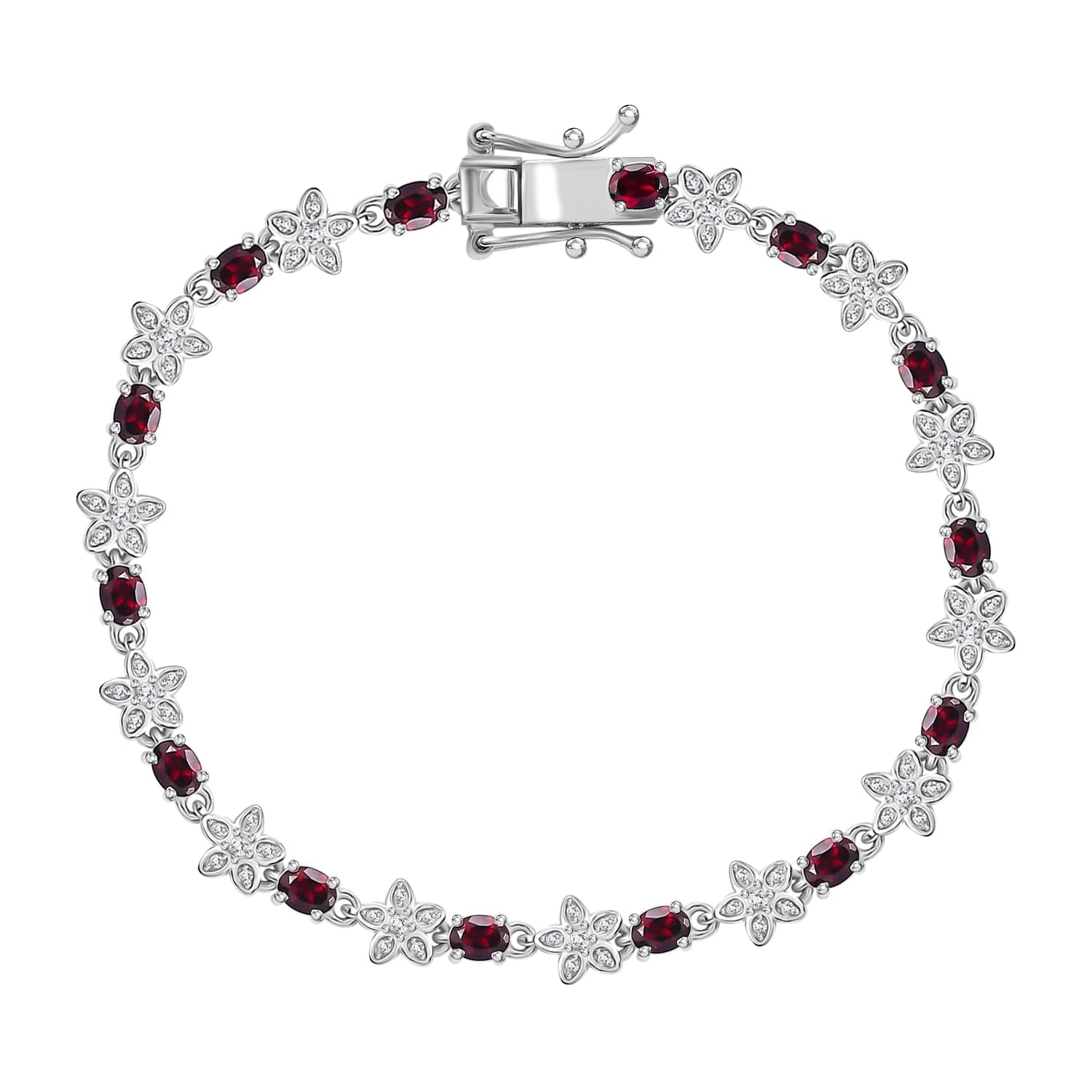 Garnet Moissanite 925 Sterling Silver Rhodium Plated Bracelet for Women Jewelry Birthday Christmas Gifts