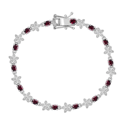 Garnet Moissanite 925 Sterling Silver Rhodium Plated Bracelet for Women Jewelry Birthday Christmas Gifts - Image 5