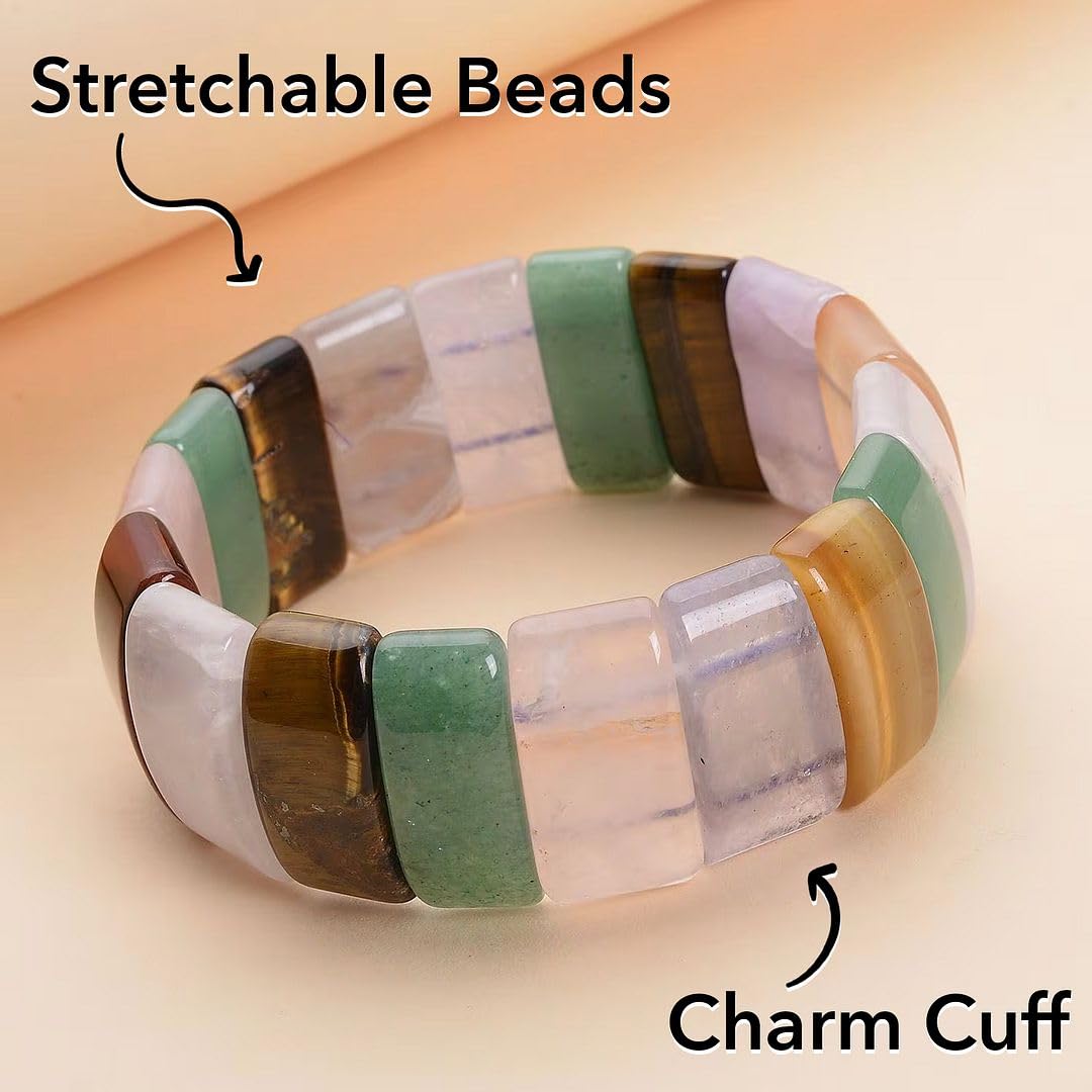 Gemstone Bracelets for Women - Friendship Charm Cute Cuff Bracelets for Men - Bangle Boho Beach Summer Stretch Beaded Jewelry - Wedding Birthday Anniversary Engagement Christmas Gifts for Women - Image 5