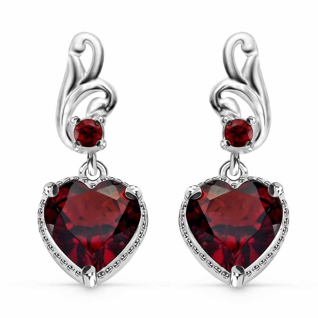 Gemstones Heart 925 Sterling Silver Drop Dangle Earrings for Women Statement Gifts for Women