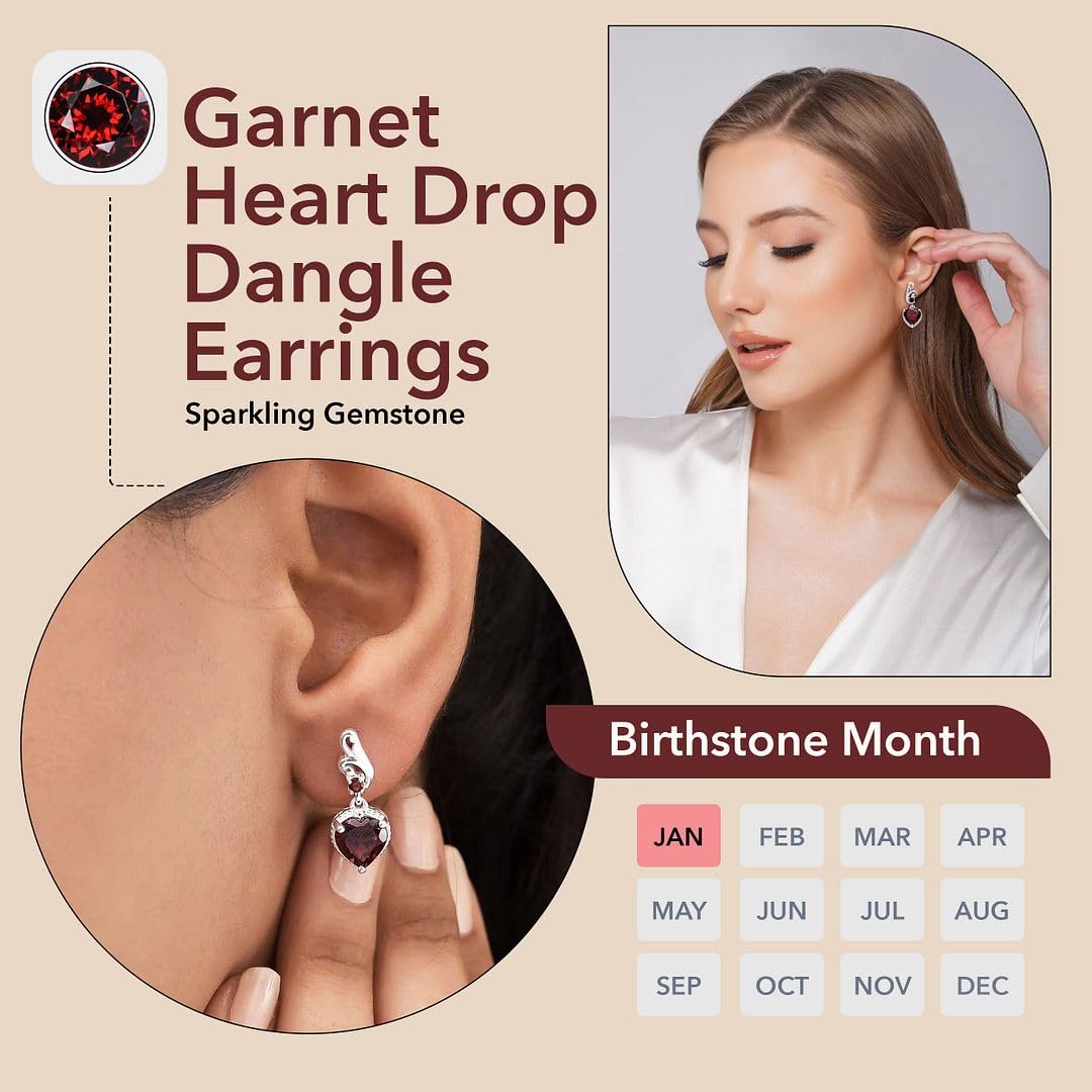 Gemstones Heart 925 Sterling Silver Drop Dangle Earrings for Women Statement Gifts for Women - Image 5