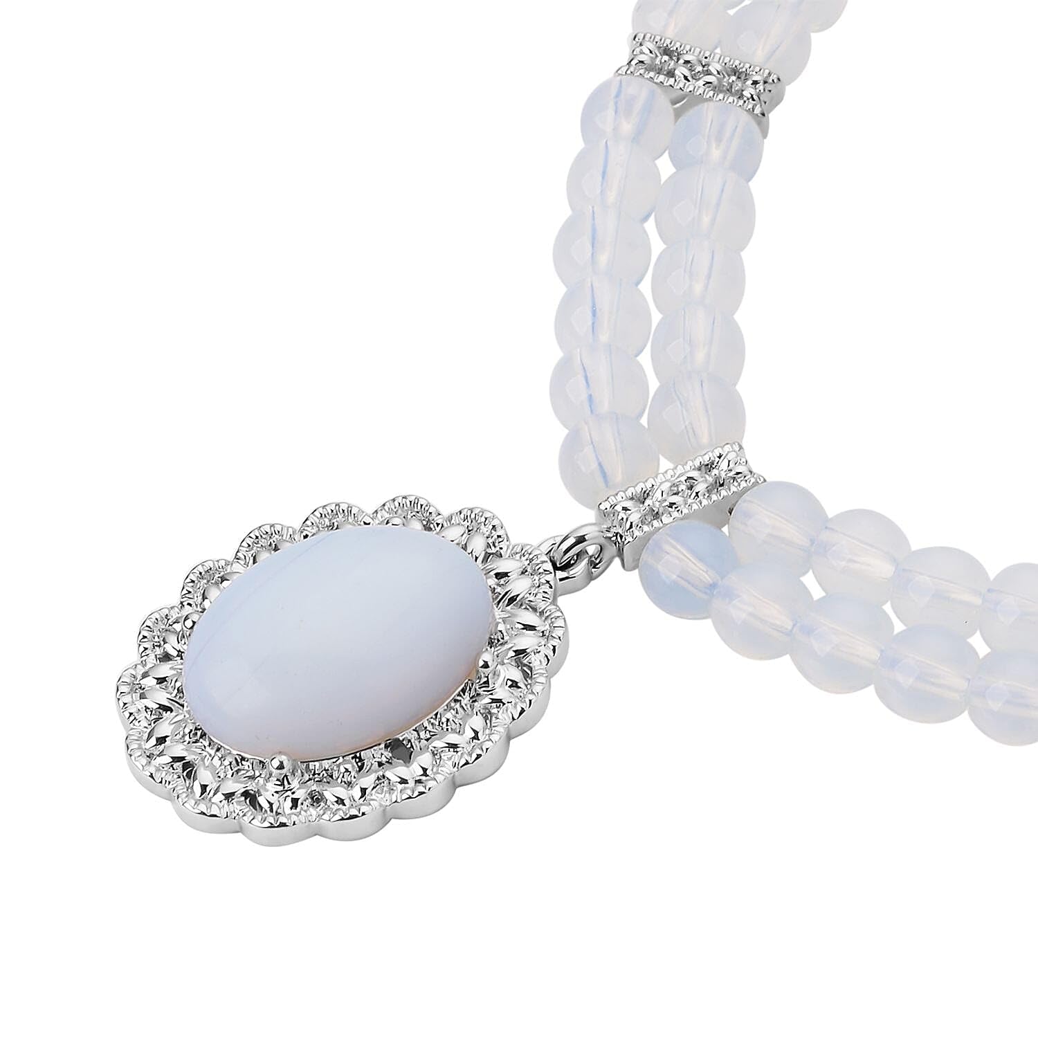 Gemstones Mix Silvertone Beaded Necklace for Women Jewelry Size 18-20" Birthday Christmas Gifts - Image 3