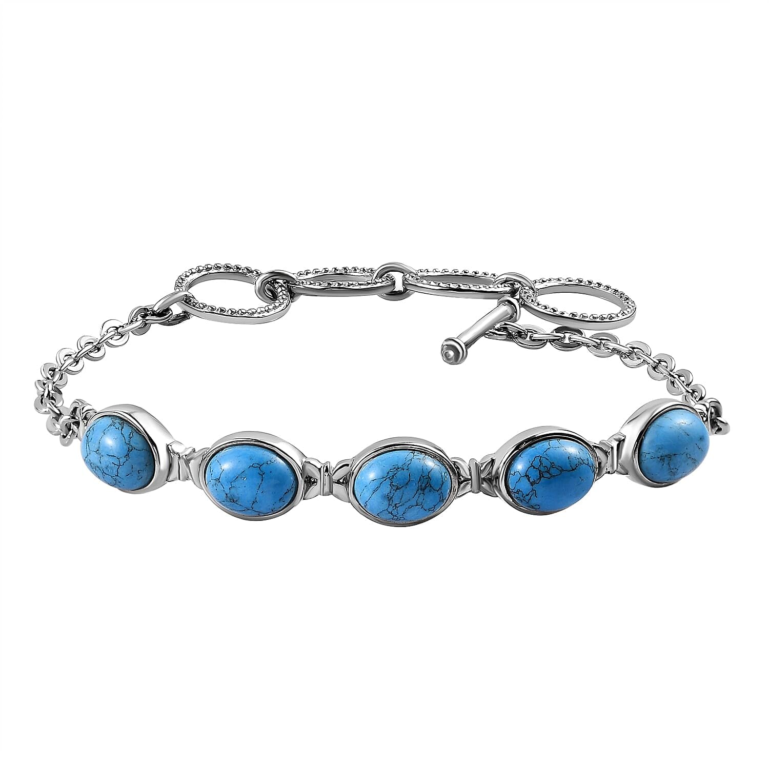 Gemstones Stainless Steel Bracelet with Toggle Clasp for Women Jewelry .5" Birthday Christmas Gifts for Women