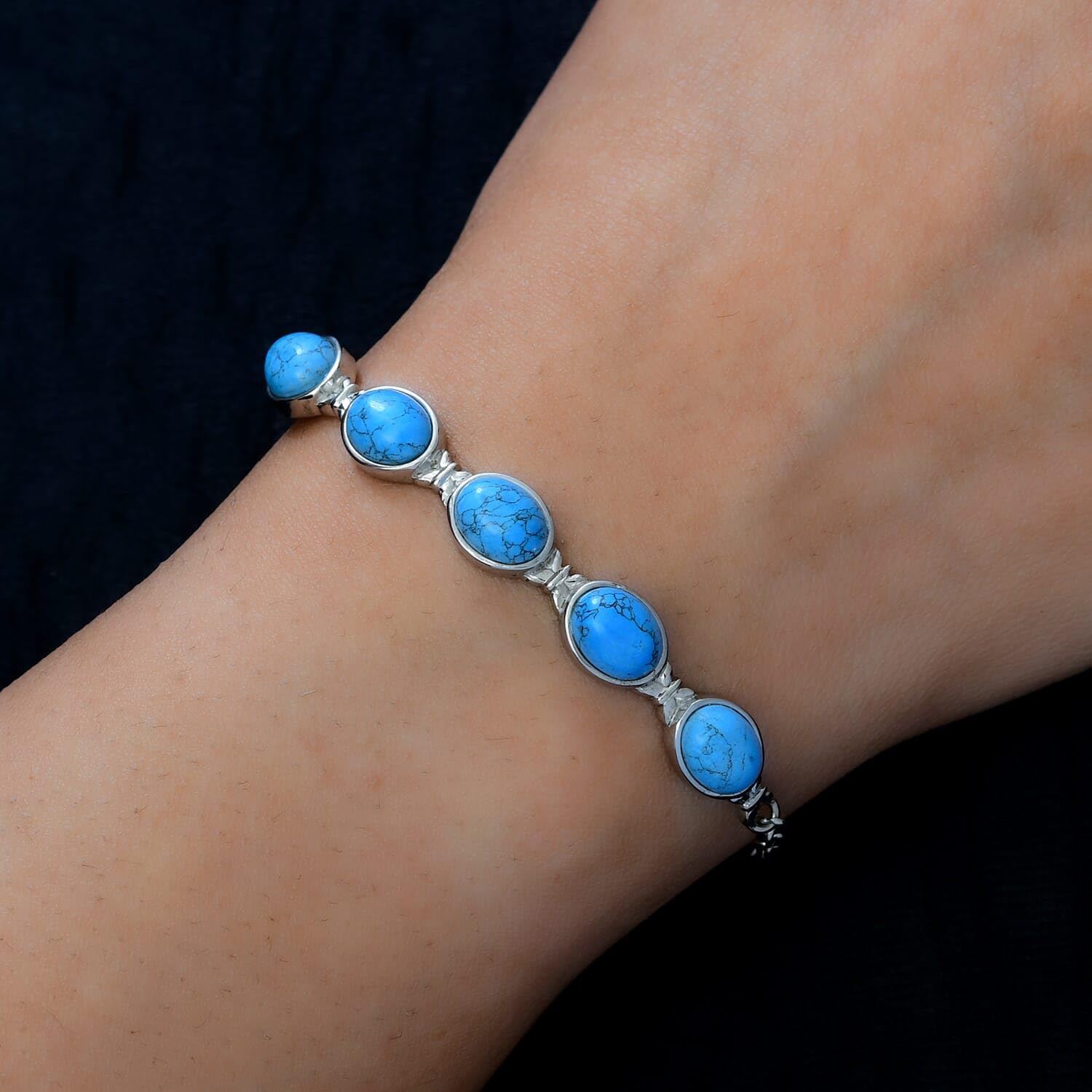 Gemstones Stainless Steel Bracelet with Toggle Clasp for Women Jewelry .5" Birthday Christmas Gifts for Women - Image 3