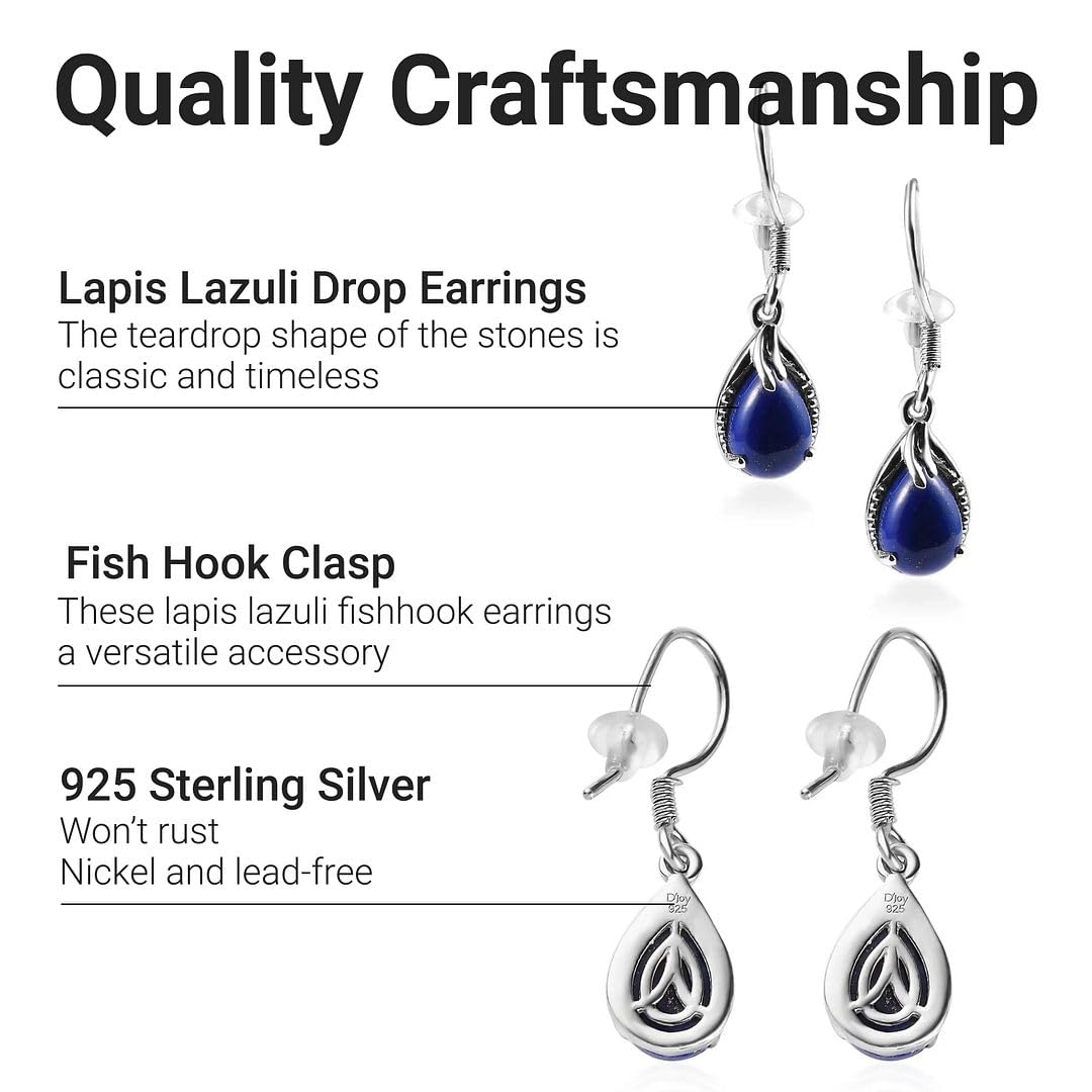 Genuine Gemstone Drop Dangle Earrings for Women 925 Sterling Silver Fish Hook Birthday Christmas Gifts for Women for Her Ct 4.2 - Image 3