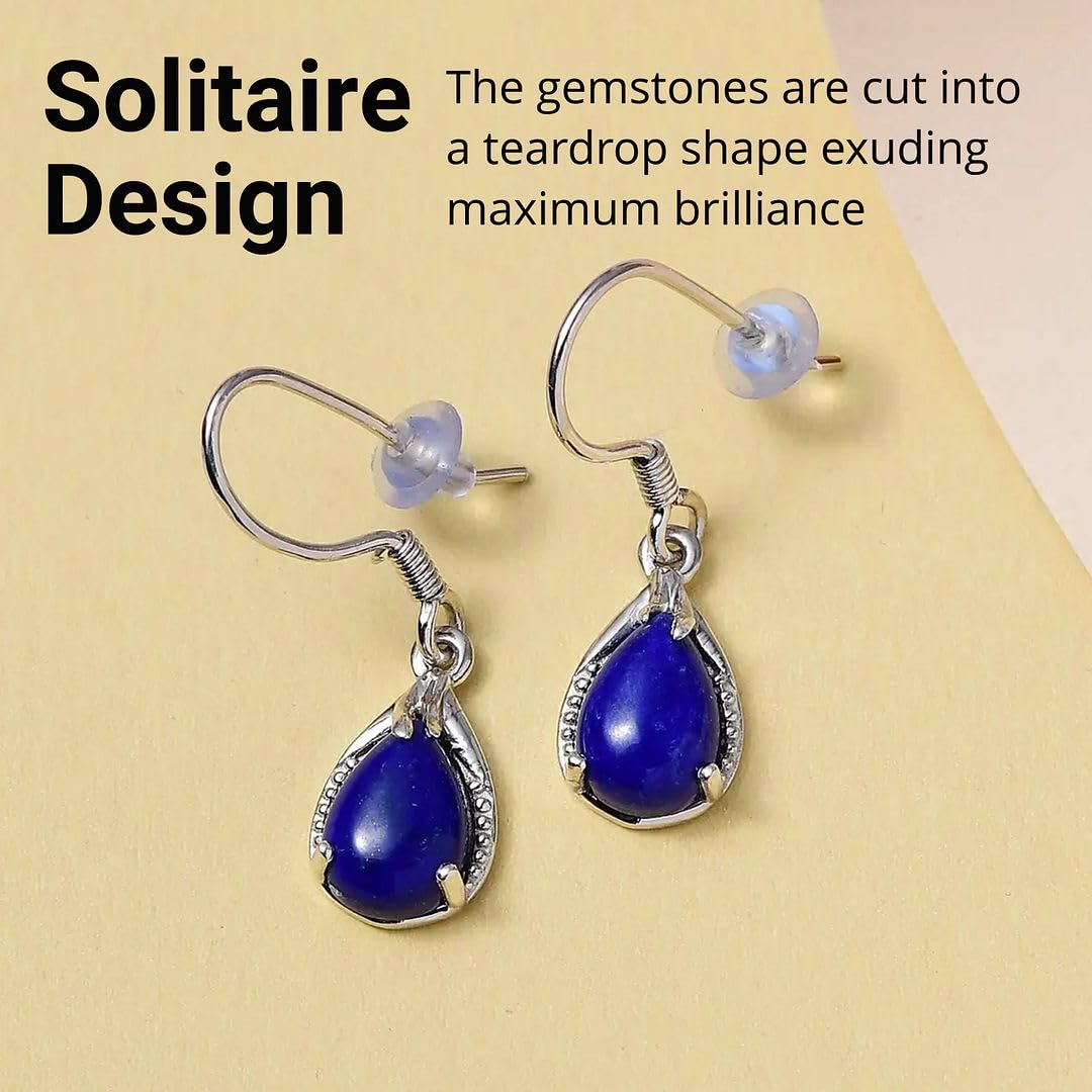 Genuine Gemstone Drop Dangle Earrings for Women 925 Sterling Silver Fish Hook Birthday Christmas Gifts for Women for Her Ct 4.2 - Image 5