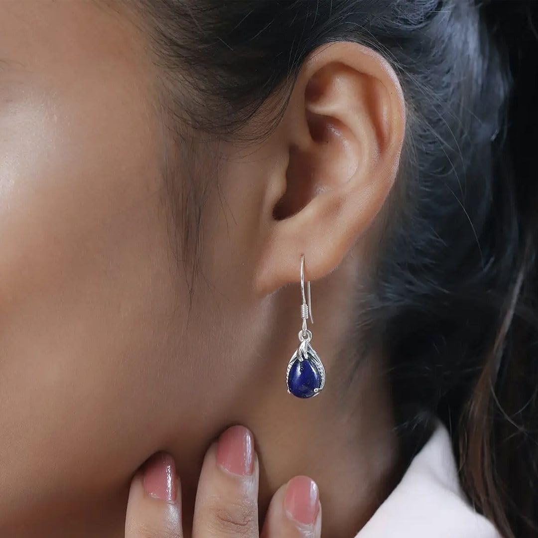 Genuine Gemstone Drop Dangle Earrings for Women 925 Sterling Silver Fish Hook Birthday Christmas Gifts for Women for Her Ct 4.2 - Image 2