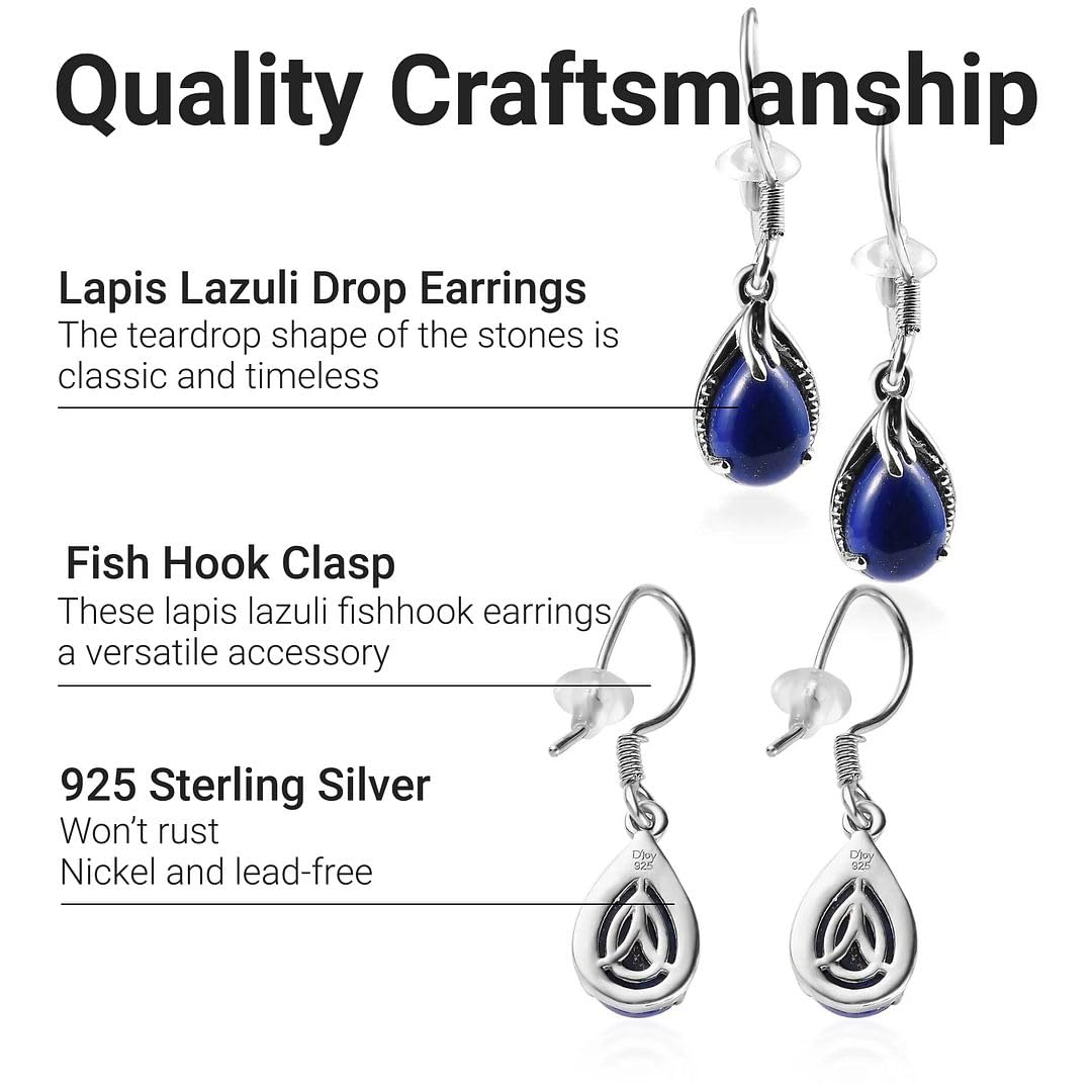 Genuine Gemstone Drop Dangle Earrings for Women 925 Sterling Silver Fish Hook Birthday Christmas Gifts for Women for Her Ct 4.2 - Image 3