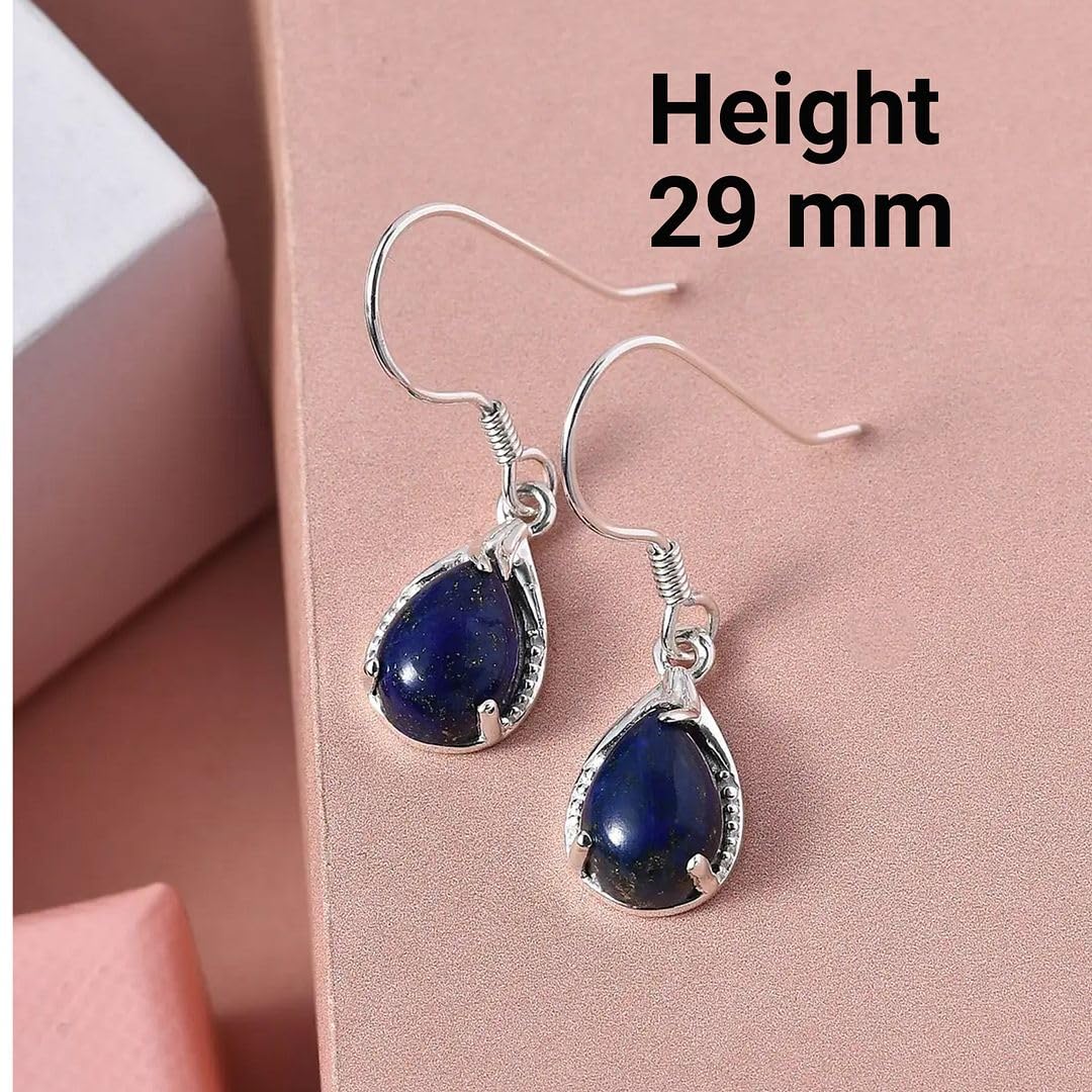 Genuine Gemstone Drop Dangle Earrings for Women 925 Sterling Silver Fish Hook Birthday Christmas Gifts for Women for Her Ct 4.2 - Image 4