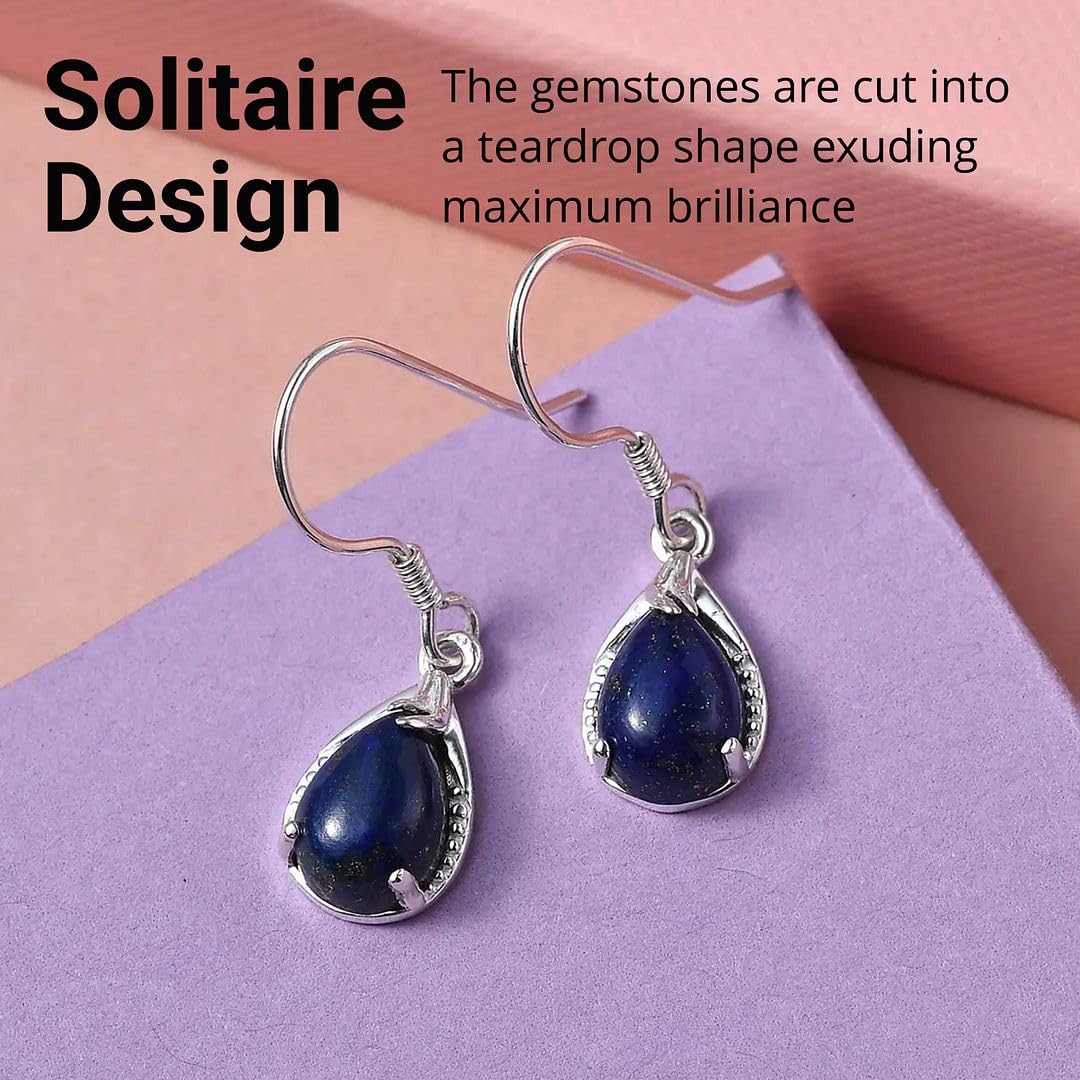 Genuine Gemstone Drop Dangle Earrings for Women 925 Sterling Silver Fish Hook Birthday Christmas Gifts for Women for Her Ct 4.2 - Image 5