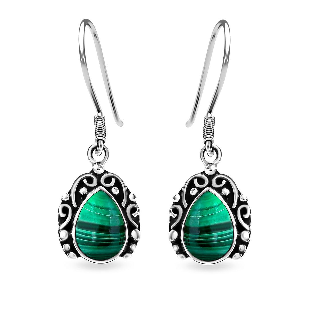 Green Malachite Earrings for Women 925 Sterling Silver Handmade Drop Dangle Earrings for Women Malachite Jewelry Birthday Christmas Gifts for Women