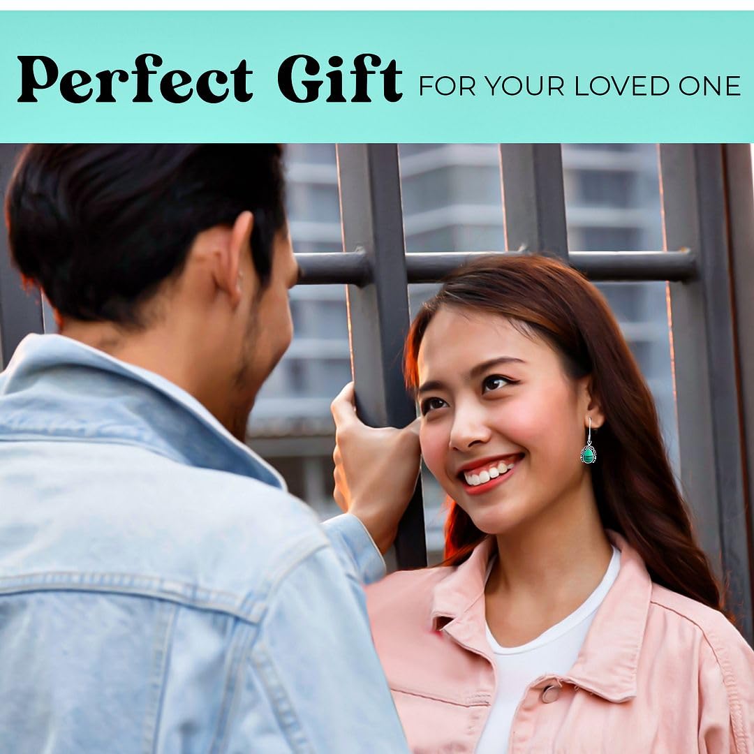 Green Malachite Earrings for Women 925 Sterling Silver Handmade Drop Dangle Earrings for Women Malachite Jewelry Birthday Christmas Gifts for Women - Image 6