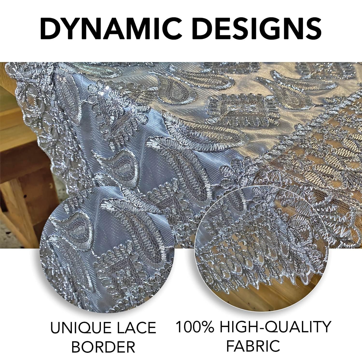 Grey Farmhouse Table Runner 72 Inches Long for Dining Paisley Doilies Embroidered Boho Style Polyester Room Decor Kitchen Rustic Lace Tablecloth for Wedding Decorations - Image 5