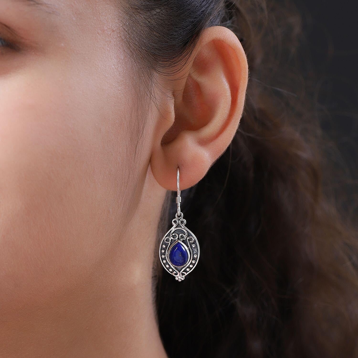 Handmade Blue Lapis Lazuli Boho Drop Dangle Earrings for Women Oxidized 925 Sterling Silver Jewelry Fish Hook Christmas Gifts for Women - Image 2