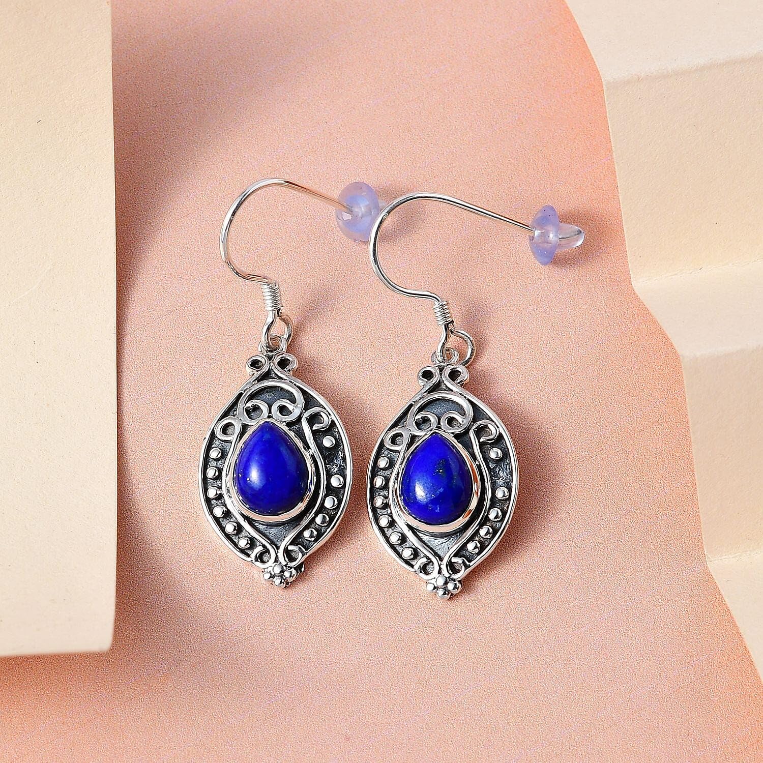 Handmade Blue Lapis Lazuli Boho Drop Dangle Earrings for Women Oxidized 925 Sterling Silver Jewelry Fish Hook Christmas Gifts for Women - Image 5