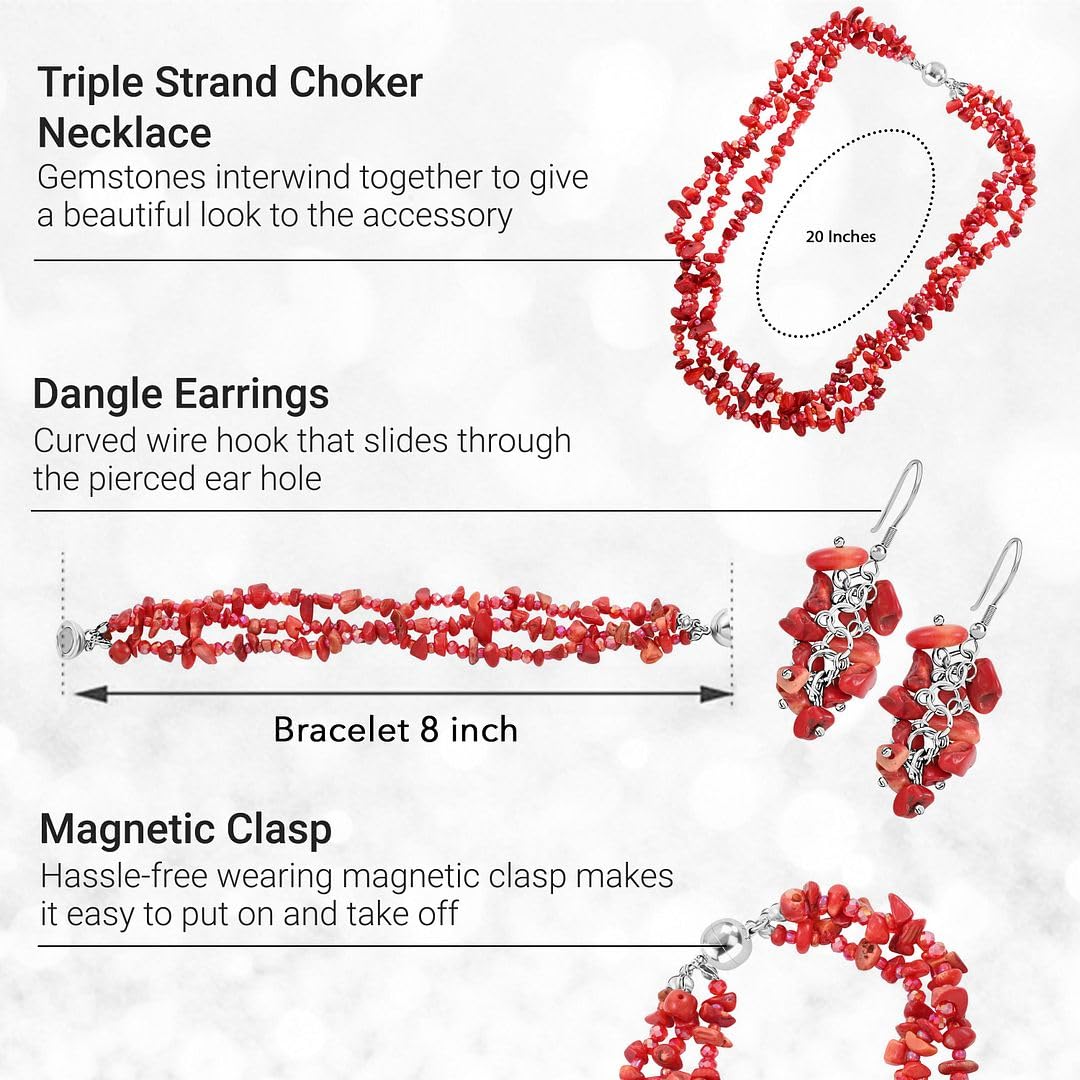 Handmade Chunky Beaded Costume Jewelry Set for Women Statement Bracelet Earrings Sead Beaded Necklace Kit 8"-20" Boho Necklace Set - Summer Beach Jewelry for Womens Birthday Christmas Gifts - Image 5