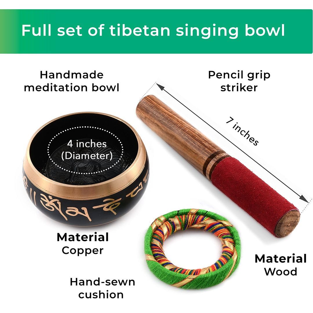 Handmade Tibetan Singing Bowl Buddhist Mantra Sound Bowl Set Meditation Yoga Stress Relief Birthday Christmas Gifts - Image 2