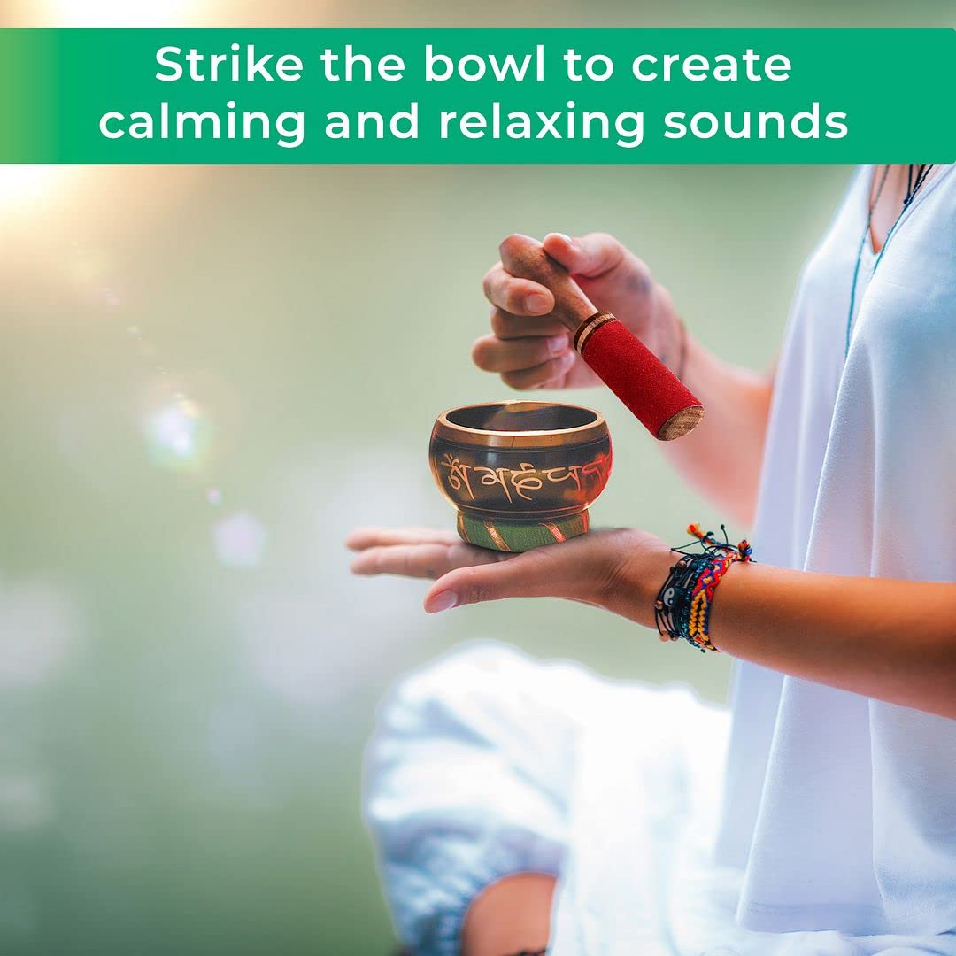 Handmade Tibetan Singing Bowl Buddhist Mantra Sound Bowl Set Meditation Yoga Stress Relief Birthday Christmas Gifts - Image 3