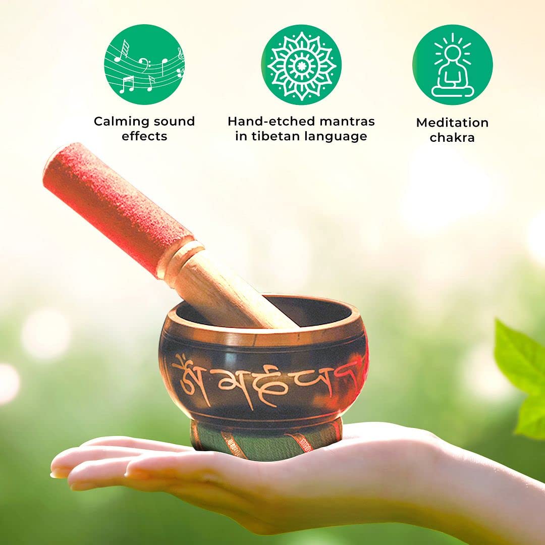 Handmade Tibetan Singing Bowl Buddhist Mantra Sound Bowl Set Meditation Yoga Stress Relief Birthday Christmas Gifts - Image 5
