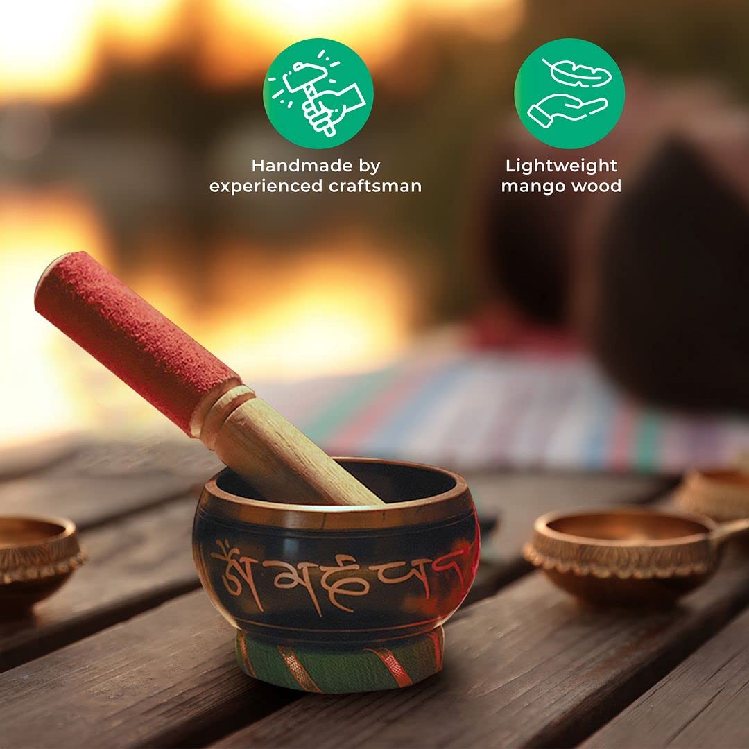 Handmade Tibetan Singing Bowl Buddhist Mantra Sound Bowl Set Meditation Yoga Stress Relief Birthday Christmas Gifts - Image 6