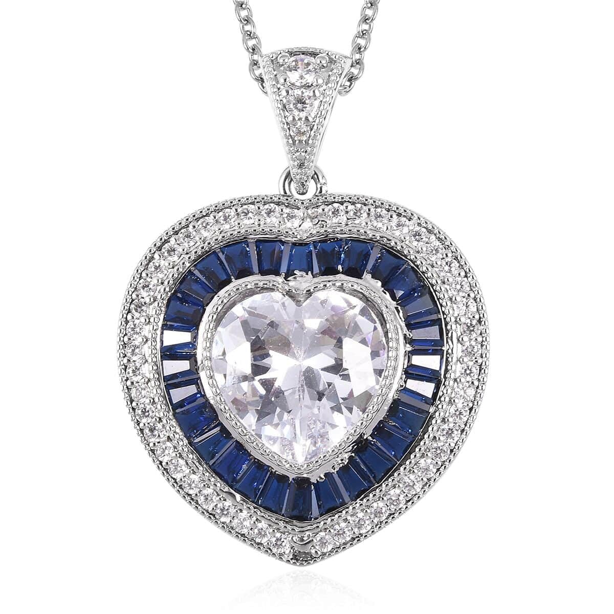 Heart Pendant Necklace - Cubic Zirconia CZ Love Necklace for Women - Elegant Silvertone Statement Party Necklaces - Birthday Christmas Gifts for Women for Mom, Sister, & Grandma