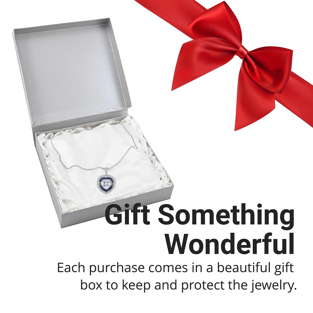 Heart Pendant Necklace - Cubic Zirconia CZ Love Necklace for Women - Elegant Silvertone Statement Party Necklaces - Birthday Christmas Gifts for Women for Mom, Sister, & Grandma - Image 6