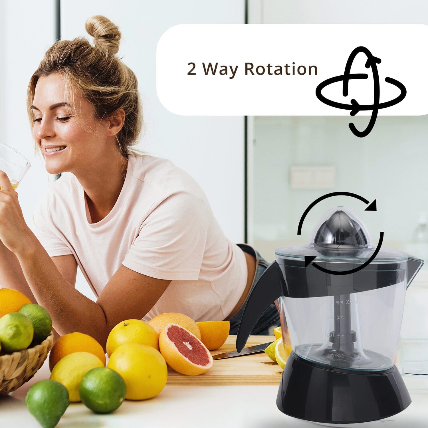 HOMESMART Black Color Citrus Juicer with Transparent Bowl 0.7L Birthday Christmas Gifts - Image 4