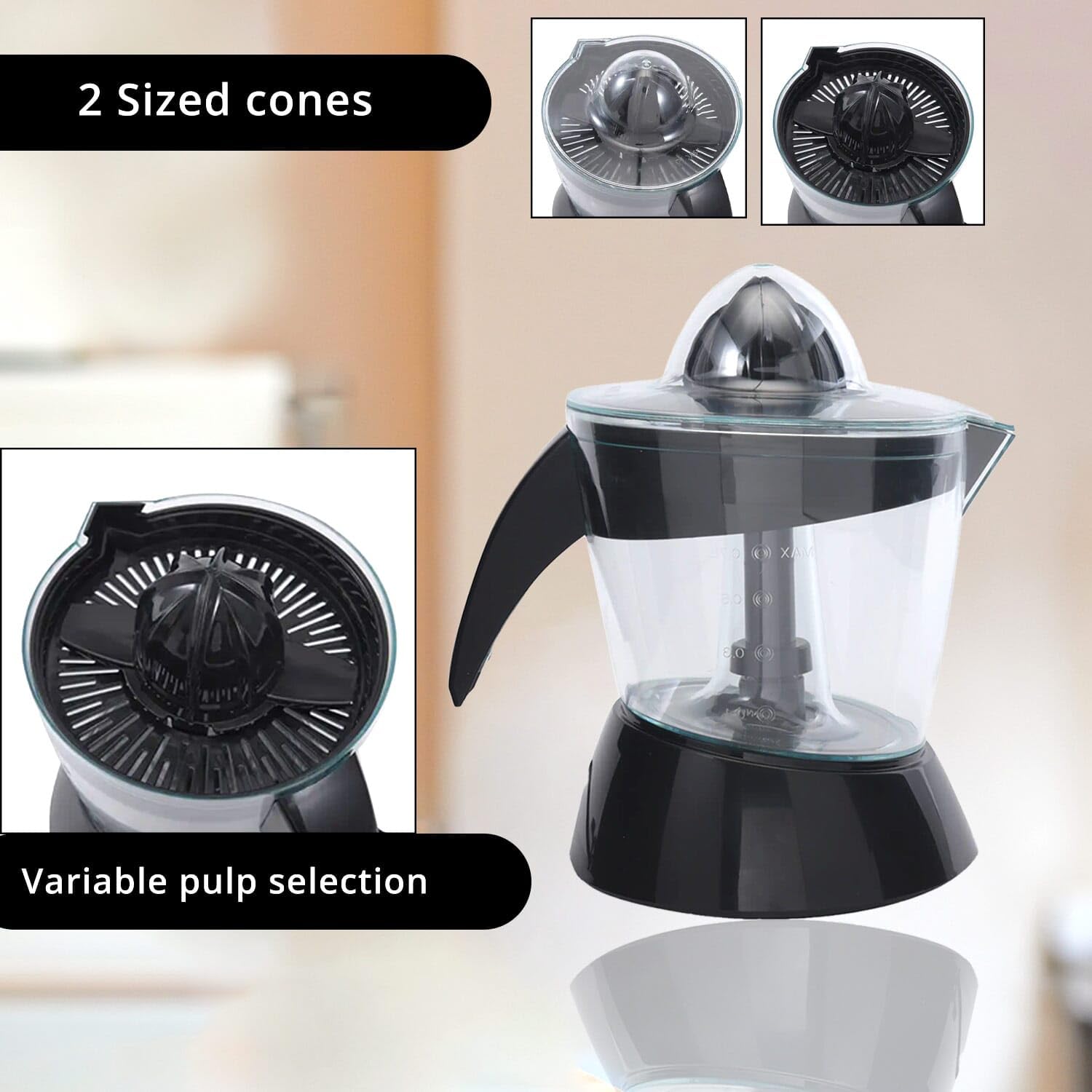 HOMESMART Black Color Citrus Juicer with Transparent Bowl 0.7L Birthday Christmas Gifts - Image 5