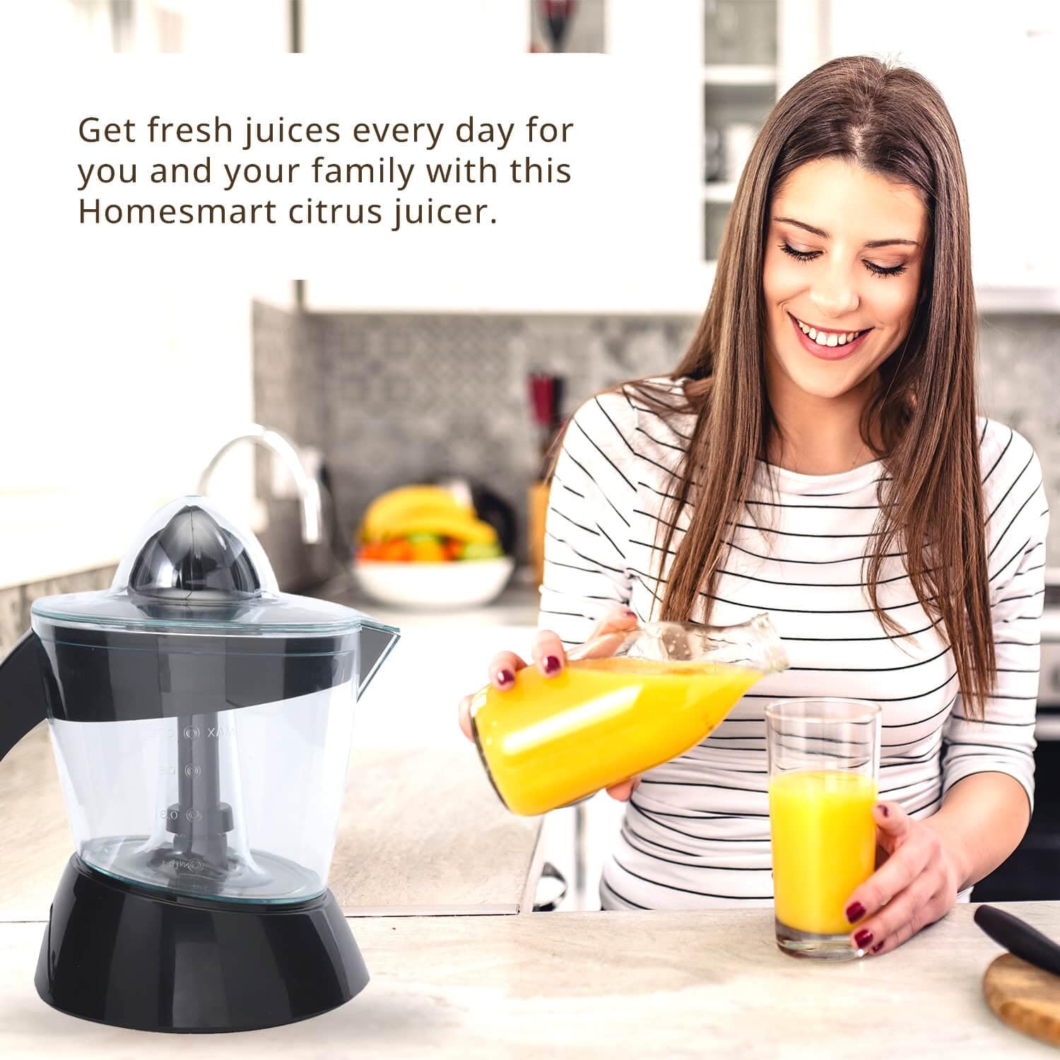 HOMESMART Black Color Citrus Juicer with Transparent Bowl 0.7L Birthday Christmas Gifts - Image 6