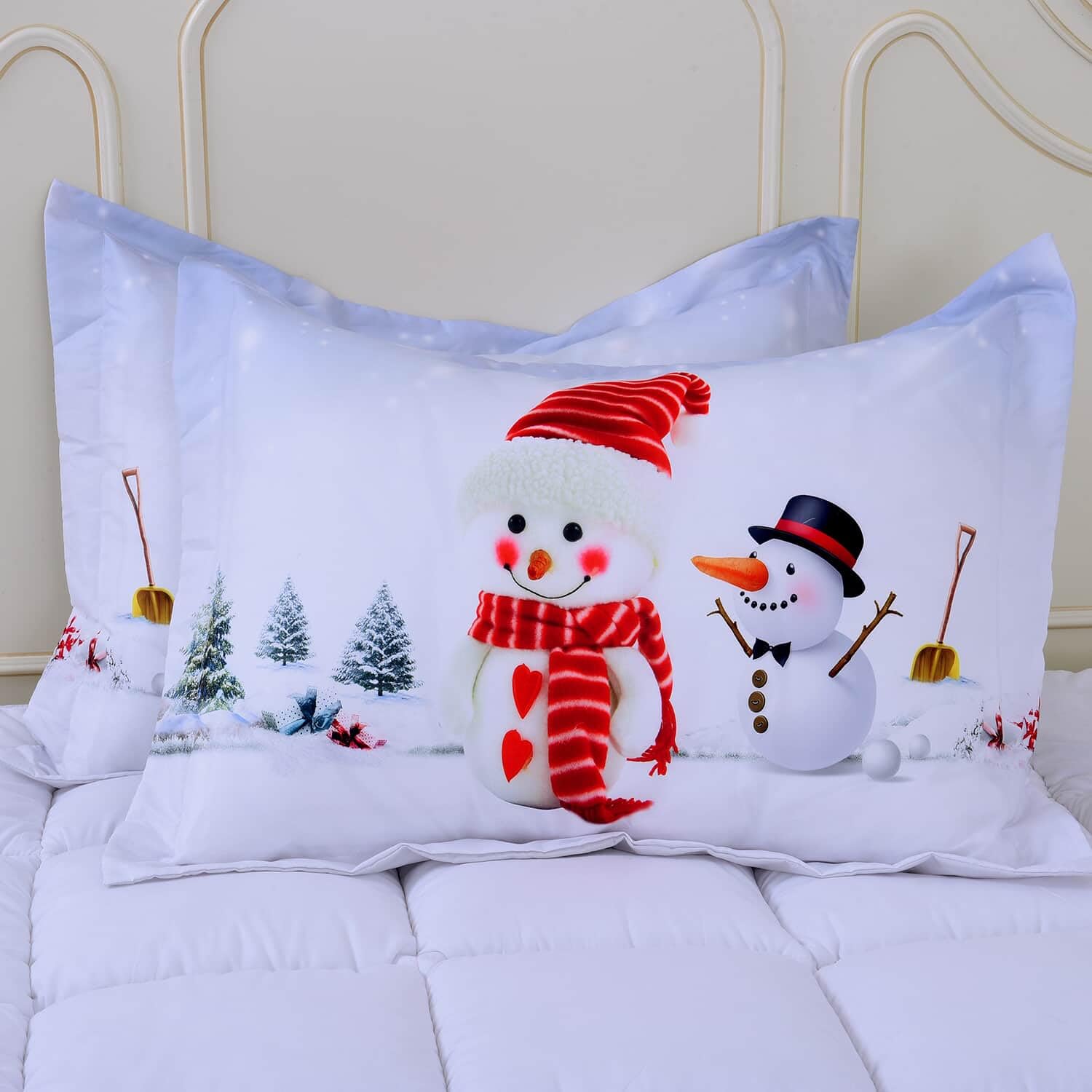 HOMESMART Set of 2 White Digital Printed Microfiber Comforter Size Queen Shams Breathable Durable Ultra Soft Warm Cozy Winter Bedspread Bedding Set Birthday Theme Pattern Birthday Gifts - Image 2