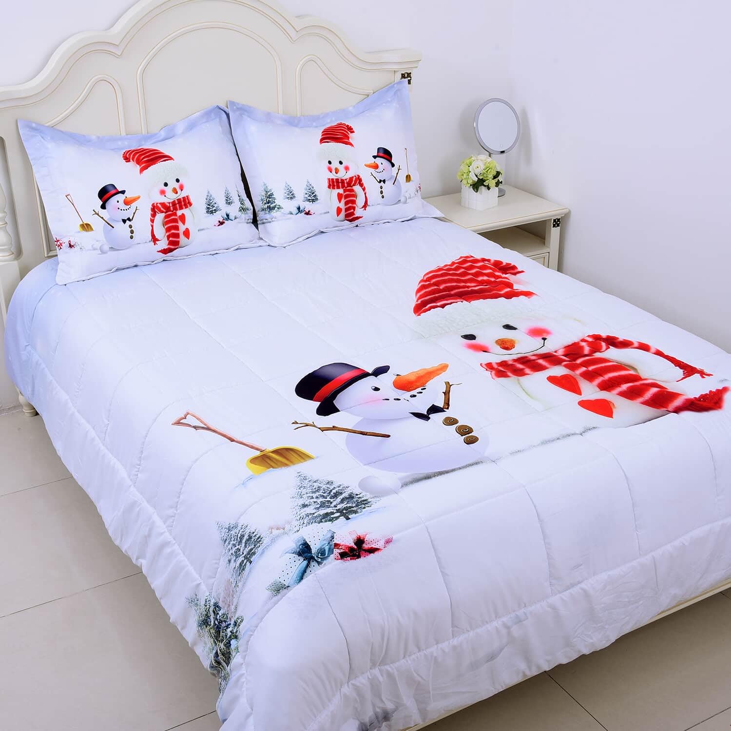 HOMESMART Set of 2 White Digital Printed Microfiber Comforter Size Queen Shams Breathable Durable Ultra Soft Warm Cozy Winter Bedspread Bedding Set Birthday Theme Pattern Birthday Gifts - Image 6