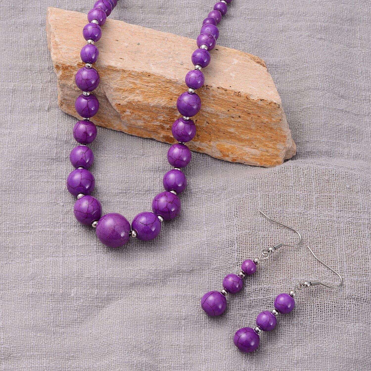 Howlite Birthstone Beaded Necklaces for Women 18 Inches - Summer Gemstone Beads - Beachy Necklaces Statement Boho Jewelry -Engagement, Wedding, Anniversary - Birthday Christmas Gifts for Women - Image 2