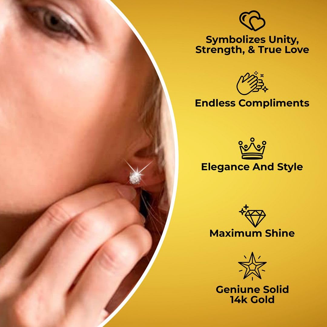IGI Certified 0.2 to 4 Carat Lab Grown Diamond Stud Earrings for Women Solid 14K Yellow Gold/White Gold/Platinum/Sterling Silver Screw/Push Back (E-F Color, VS Clarity) Anniversary Jewelry Gifts - Image 4